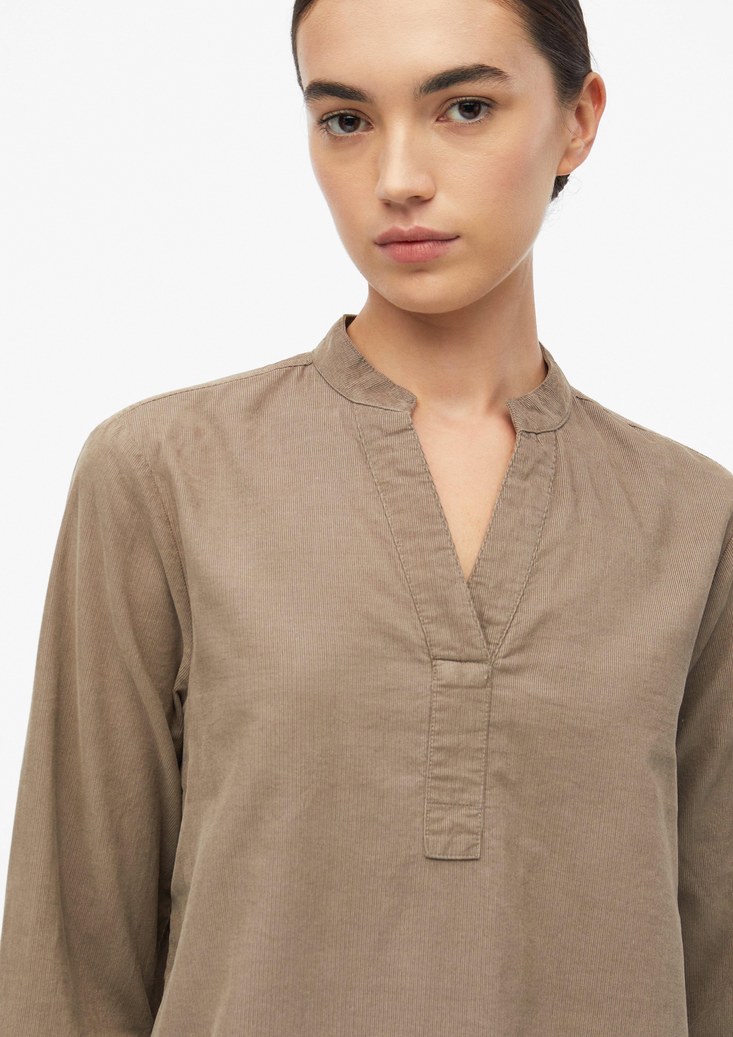 Women Fine-cord blouse with a stand-up collar in brown by s.Oliver