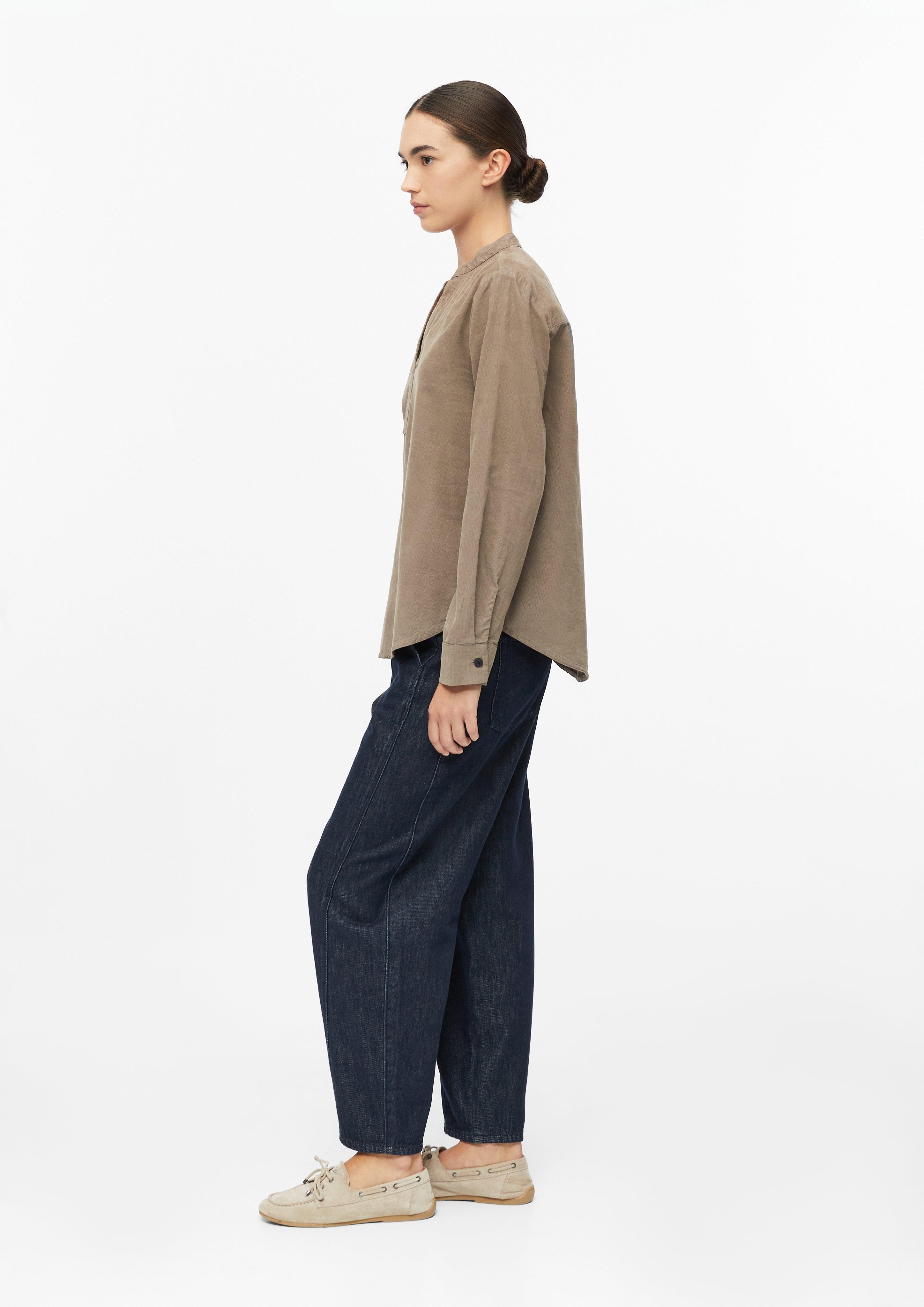 Women Fine-cord blouse with a stand-up collar in brown by s.Oliver