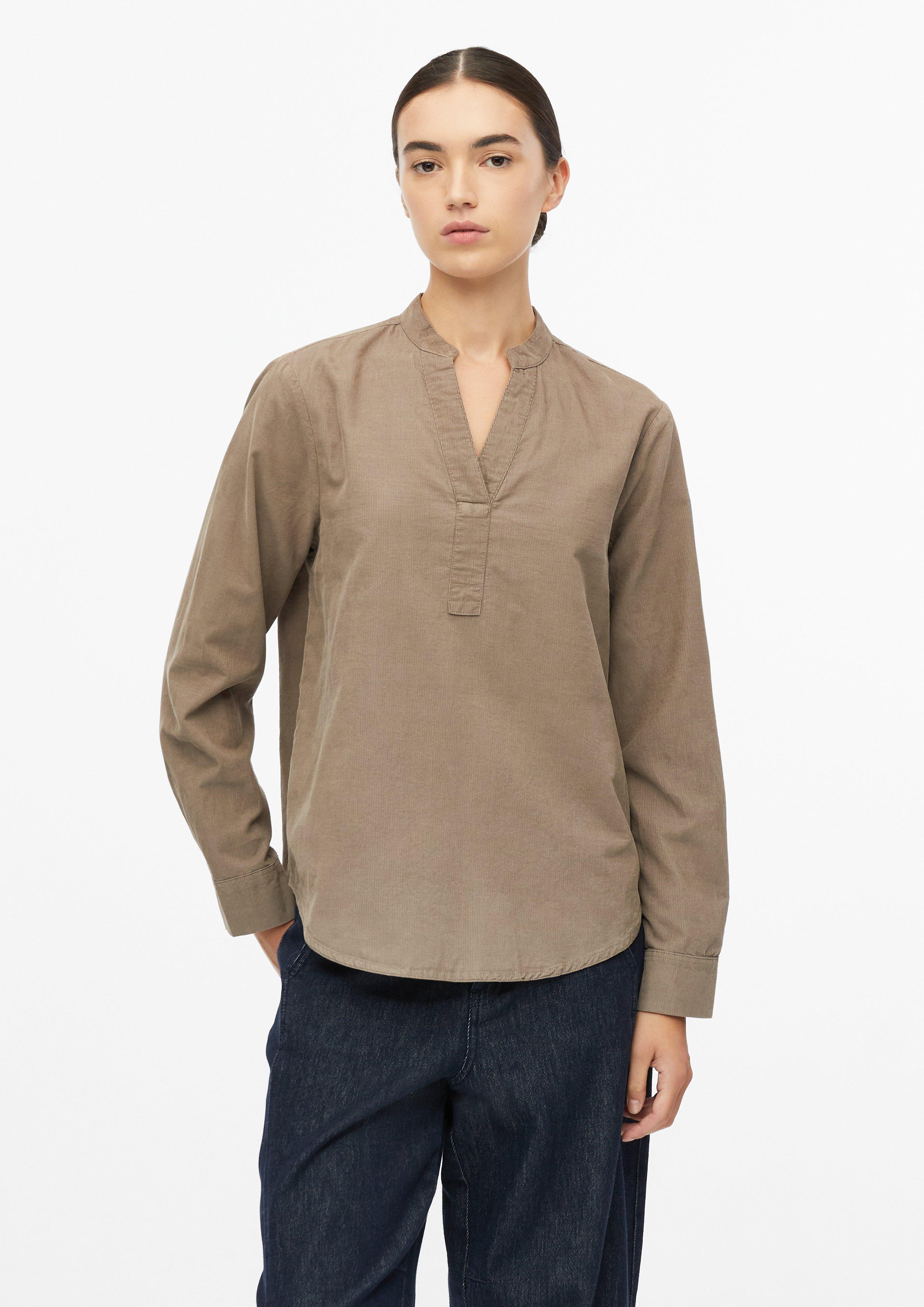 Feincord-Bluse mit Stehkragen in Farbe braun von s.Oliver
