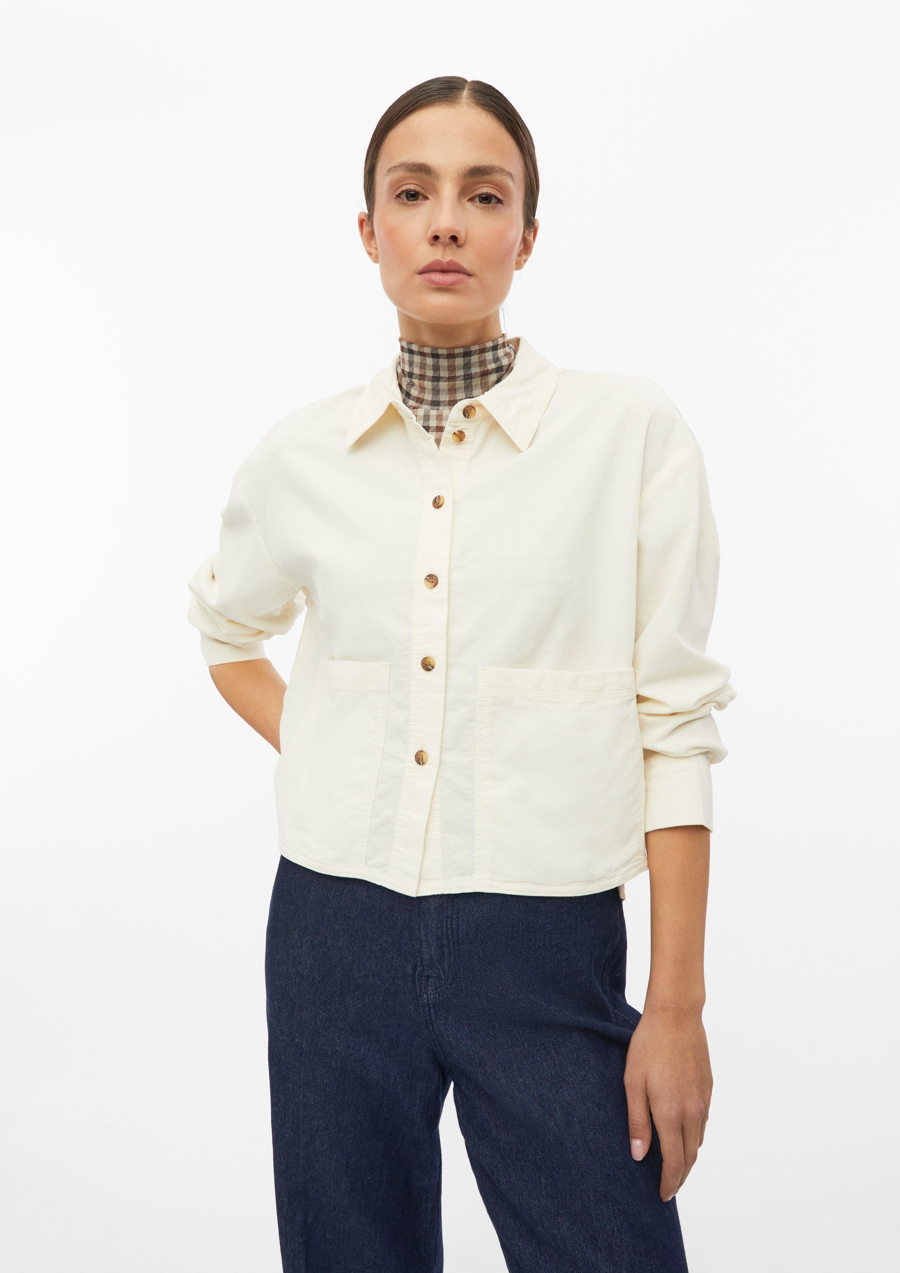 Zachte corduroyblouse met opgestikte zakken in crème van s.Oliver