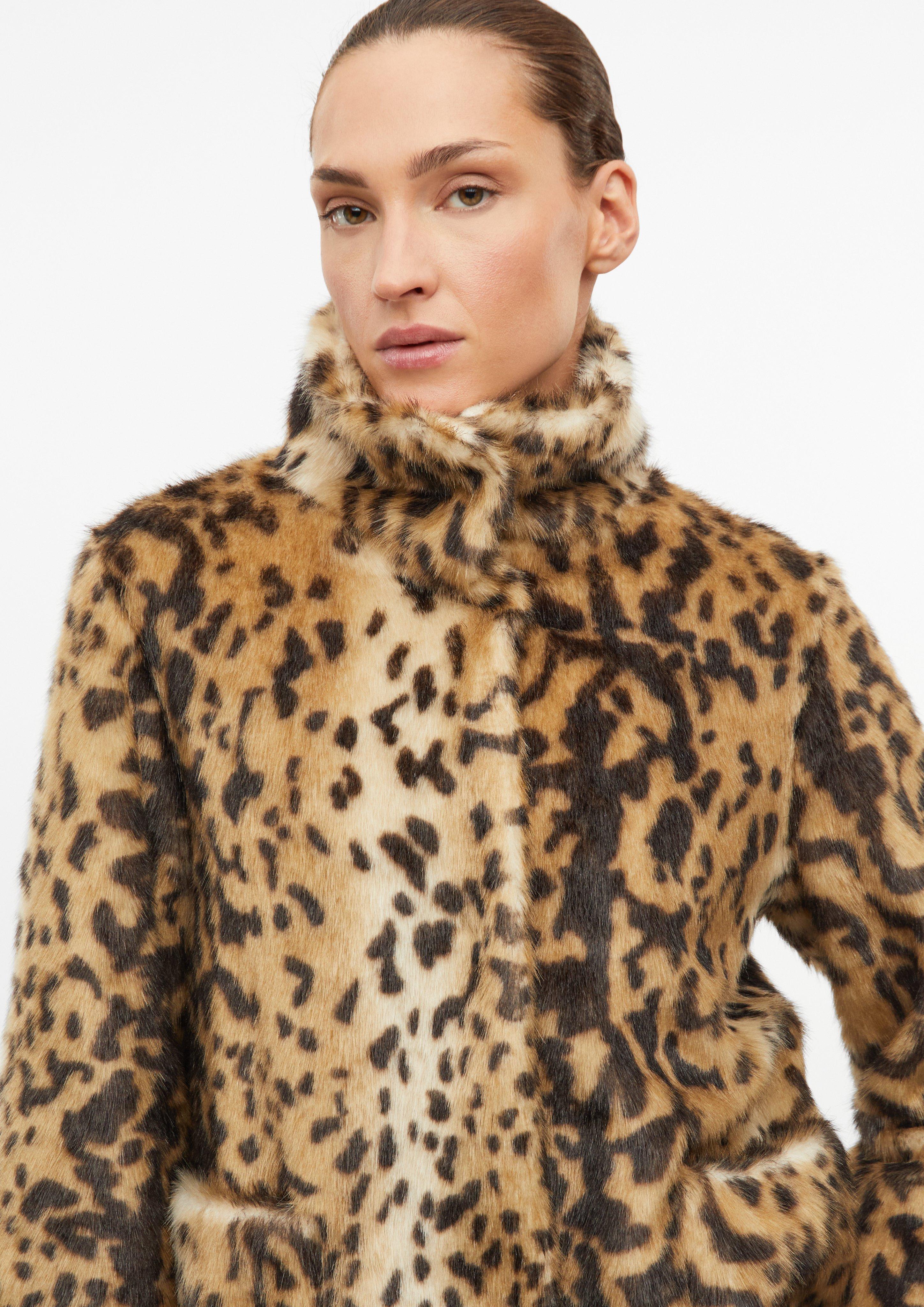 Women Faux-fur jacket with leopard print in brown by s.Oliver BLACK LABEL