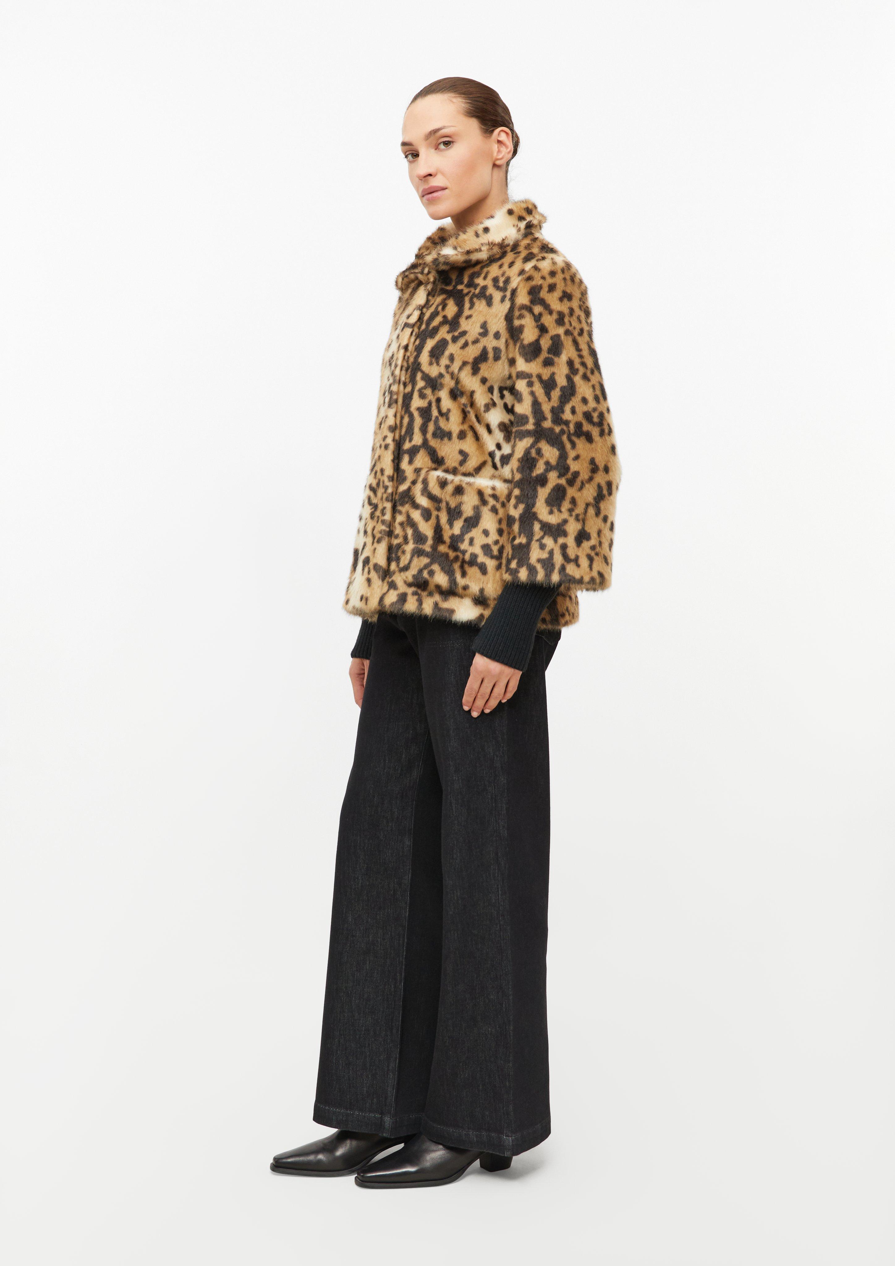 Women Faux-fur jacket with leopard print in brown by s.Oliver BLACK LABEL