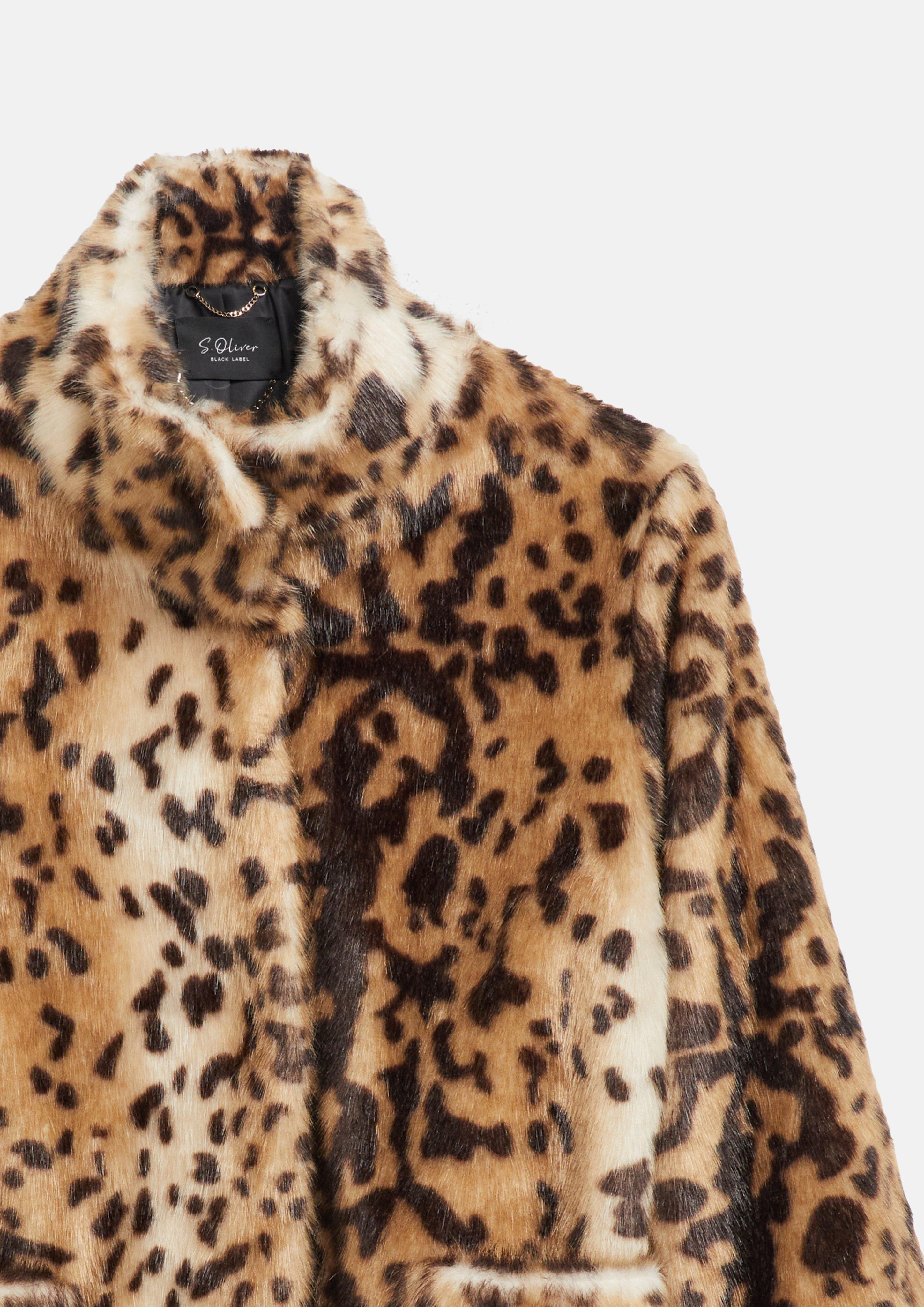 Women Faux-fur jacket with leopard print in brown by s.Oliver BLACK LABEL