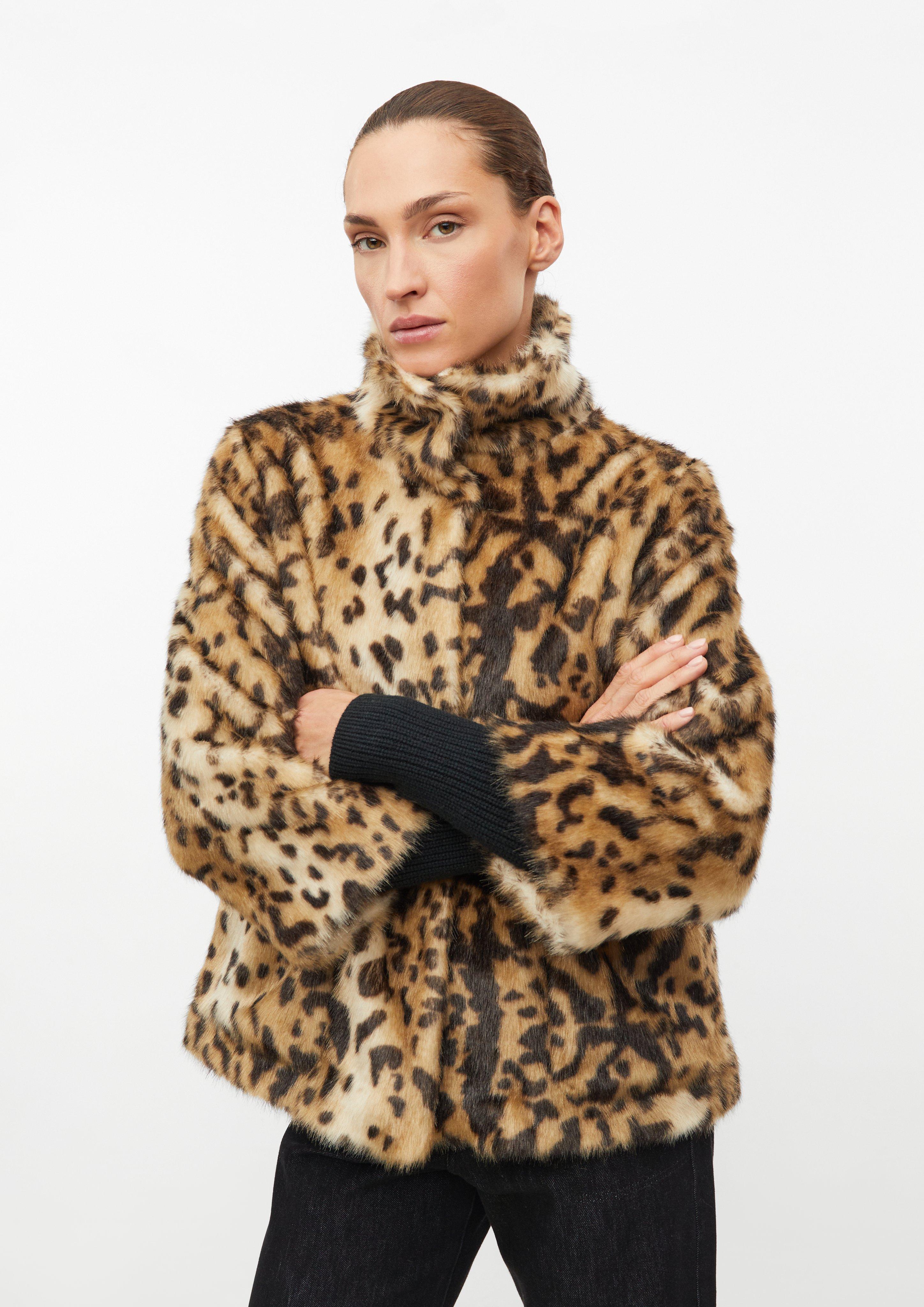 Fake-Fur-Jacke mit Leo-Muster in Farbe braun von s.Oliver BLACK LABEL
