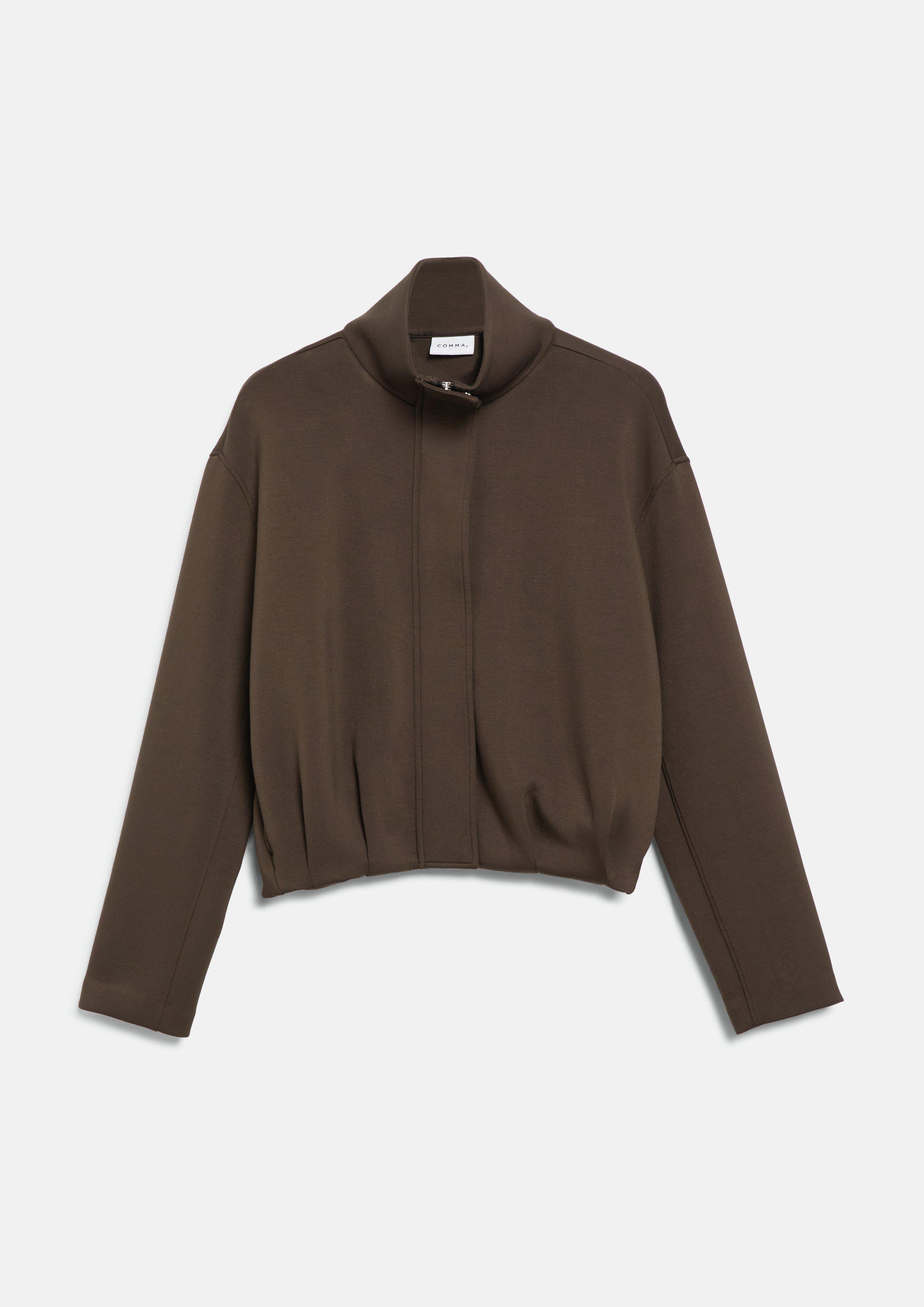Veste blouson souple à col cheminée en brun de COMMA