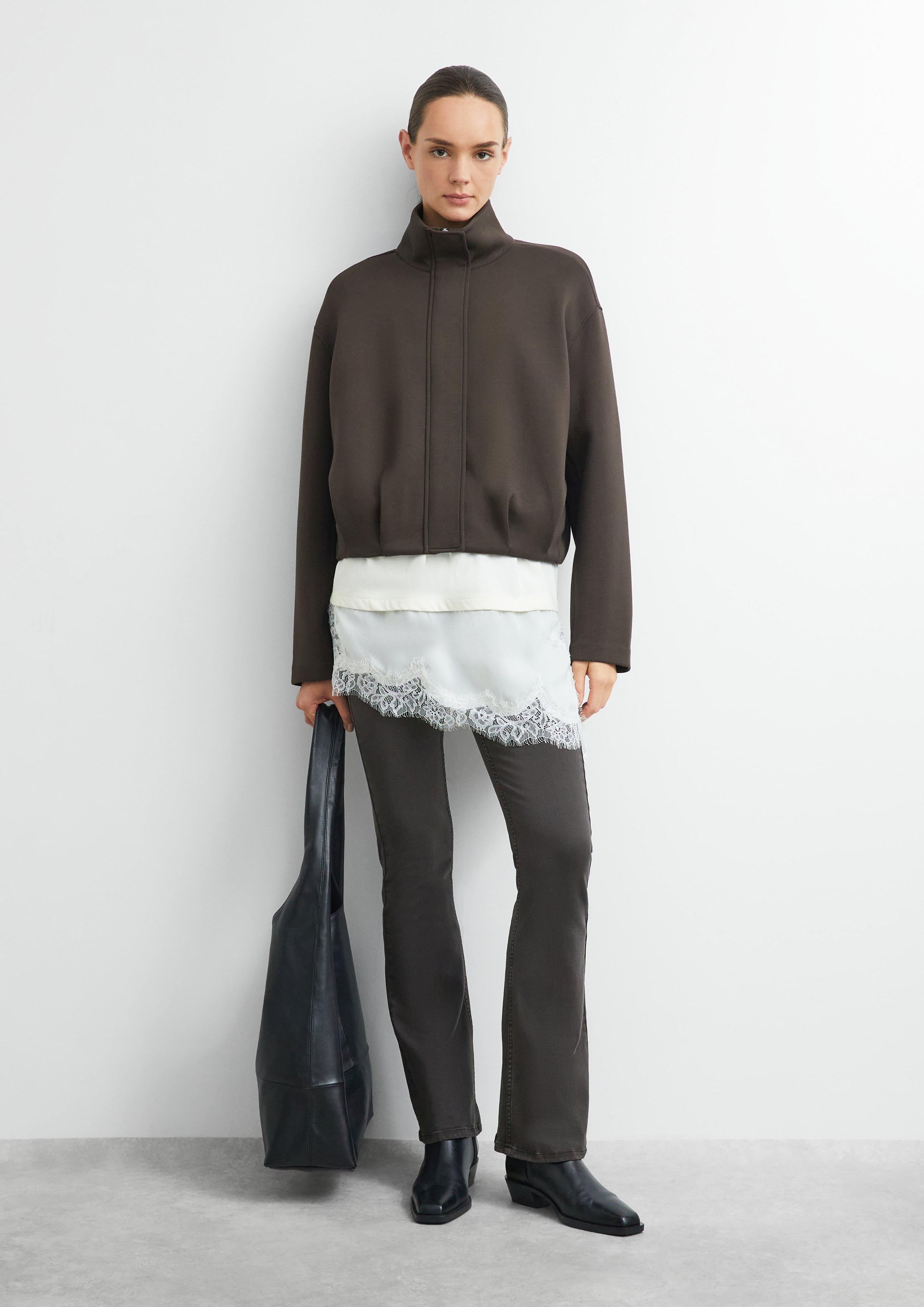 Veste blouson souple à col cheminée en brun de COMMA