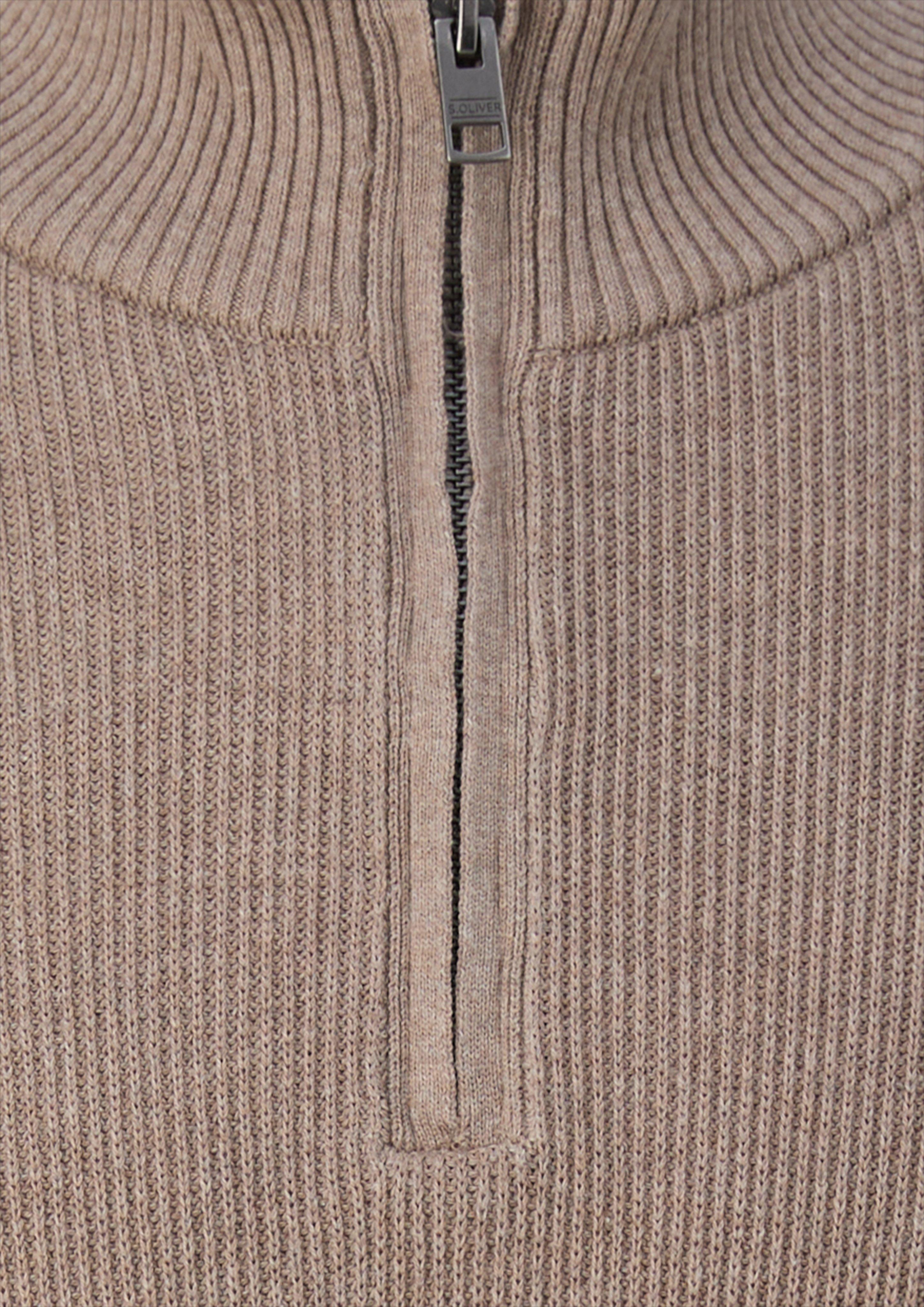 Hommes Pull en maille texturée à col roulé en brun de s.Oliver Men Tall Sizes