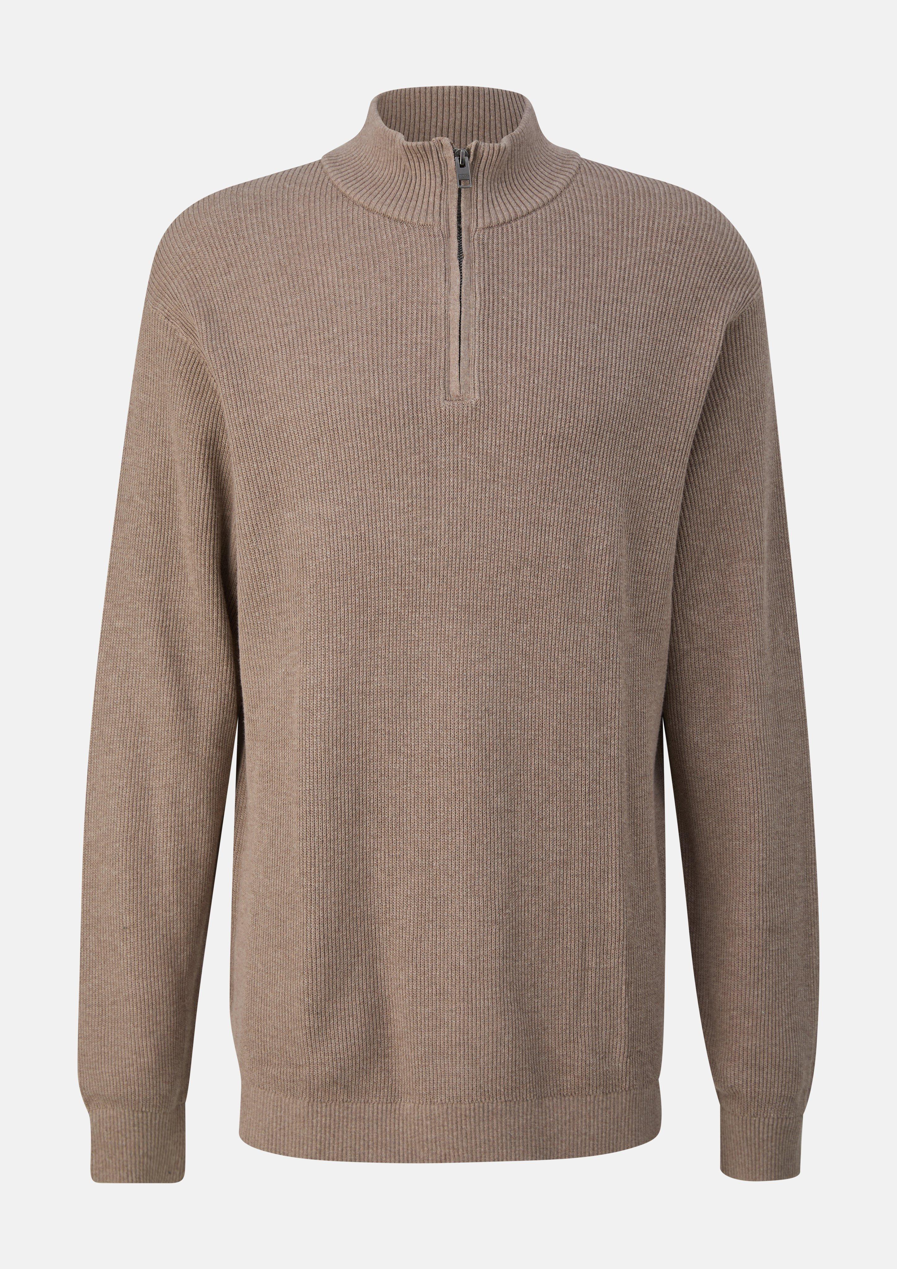 Pull en maille texturée à col roulé en brun de s.Oliver Men Tall Sizes