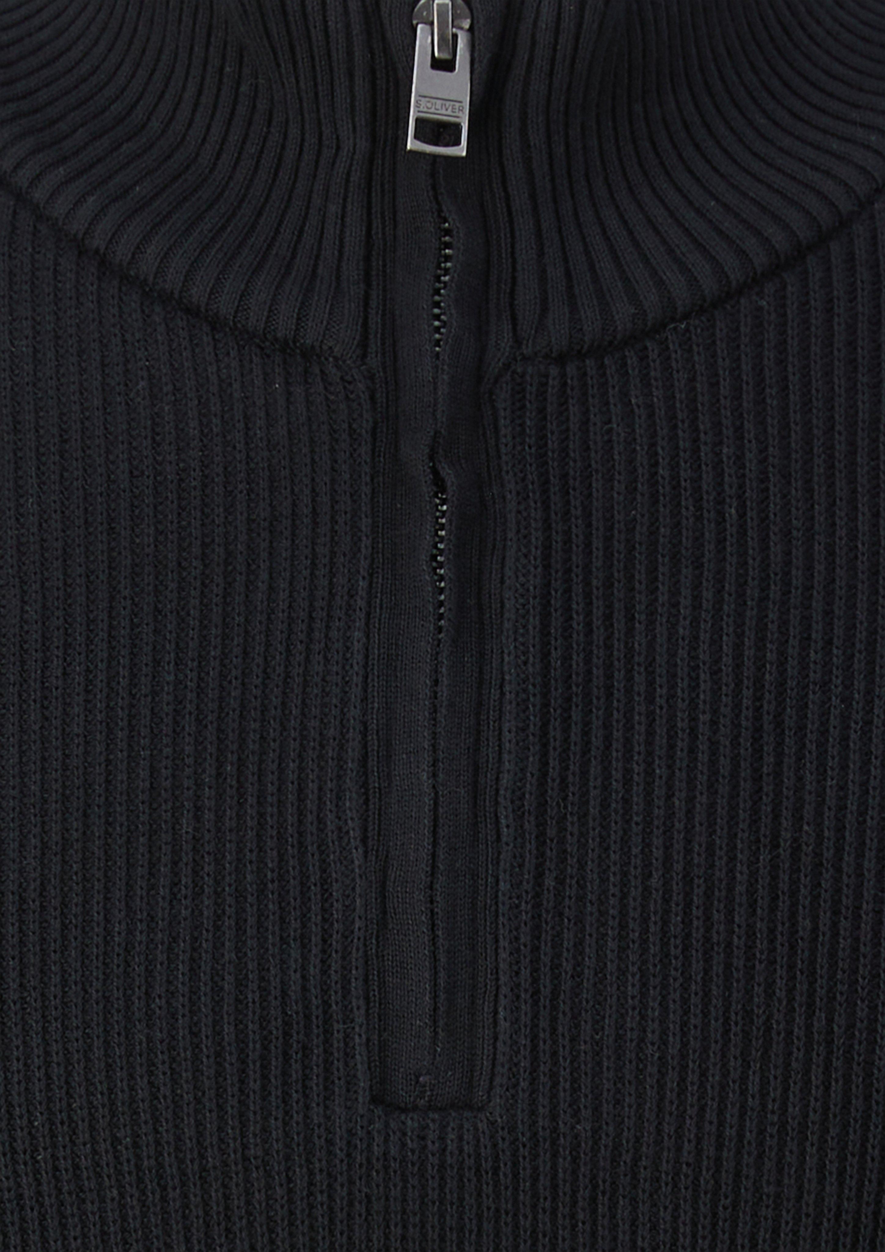 Hommes Pull en maille texturée à col roulé en noir de s.Oliver Men Tall Sizes