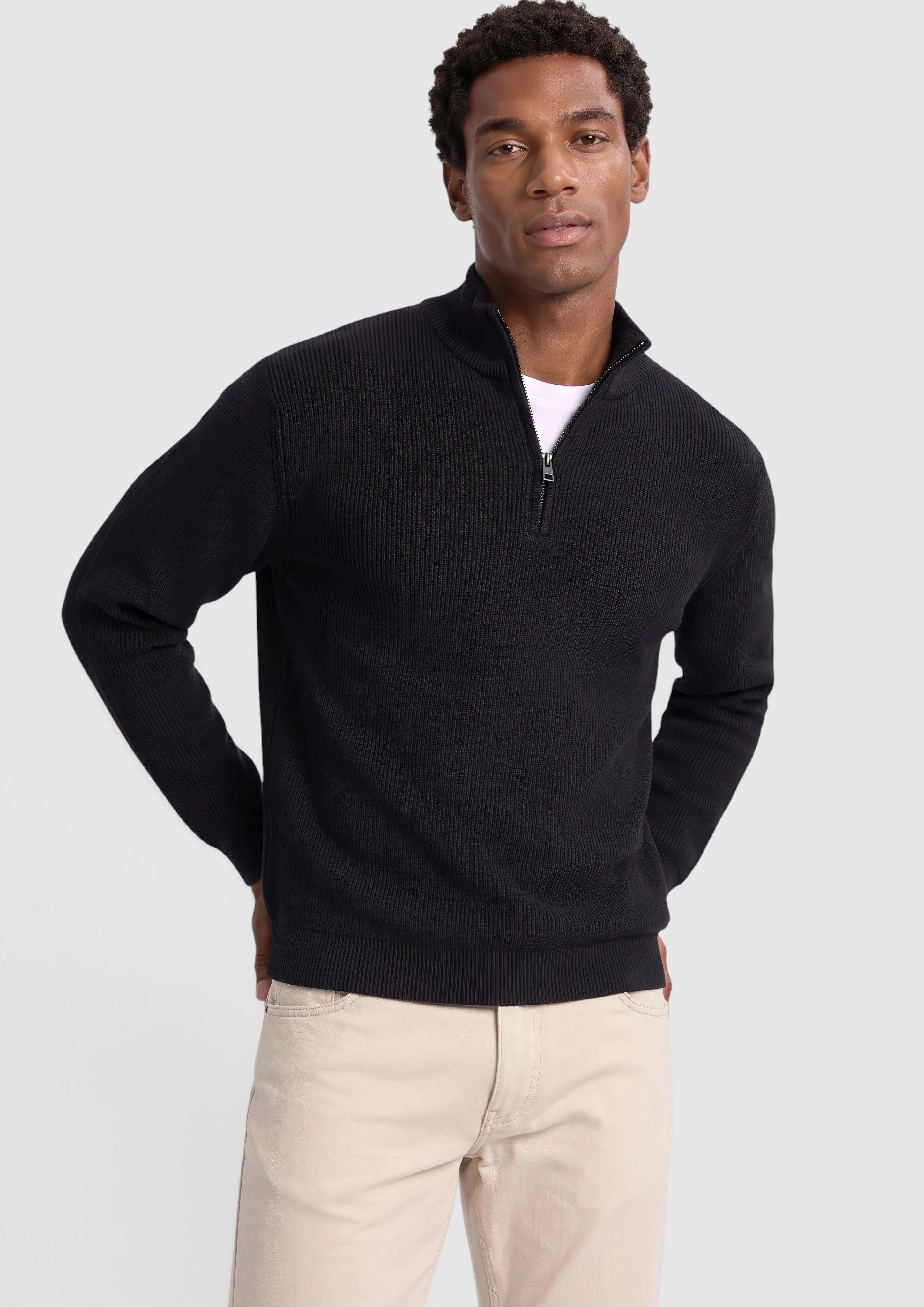 Pull en maille texturée à col roulé en noir de s.Oliver Men Tall Sizes