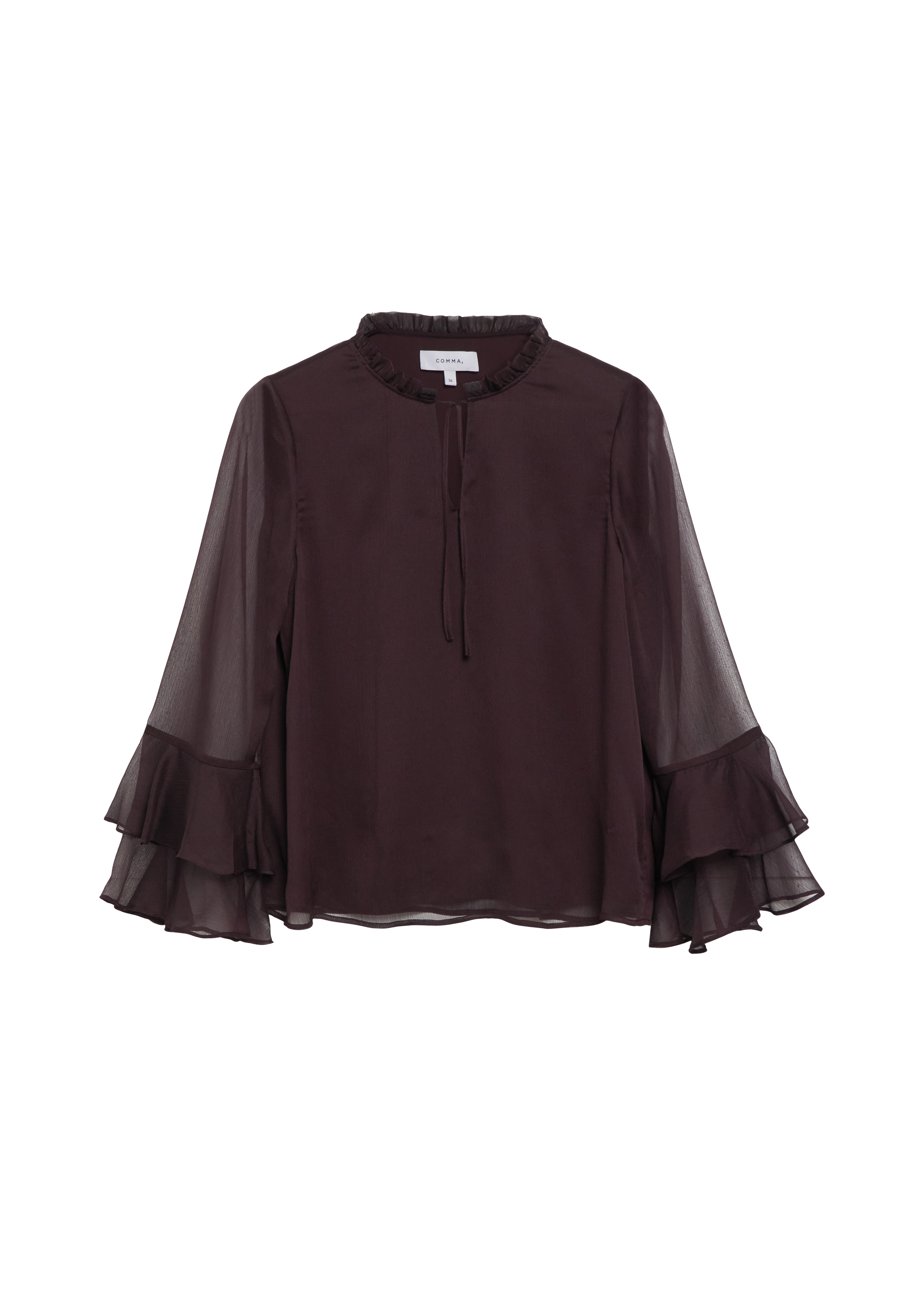 Vrouwelijke chiffonblouse met volantdetail