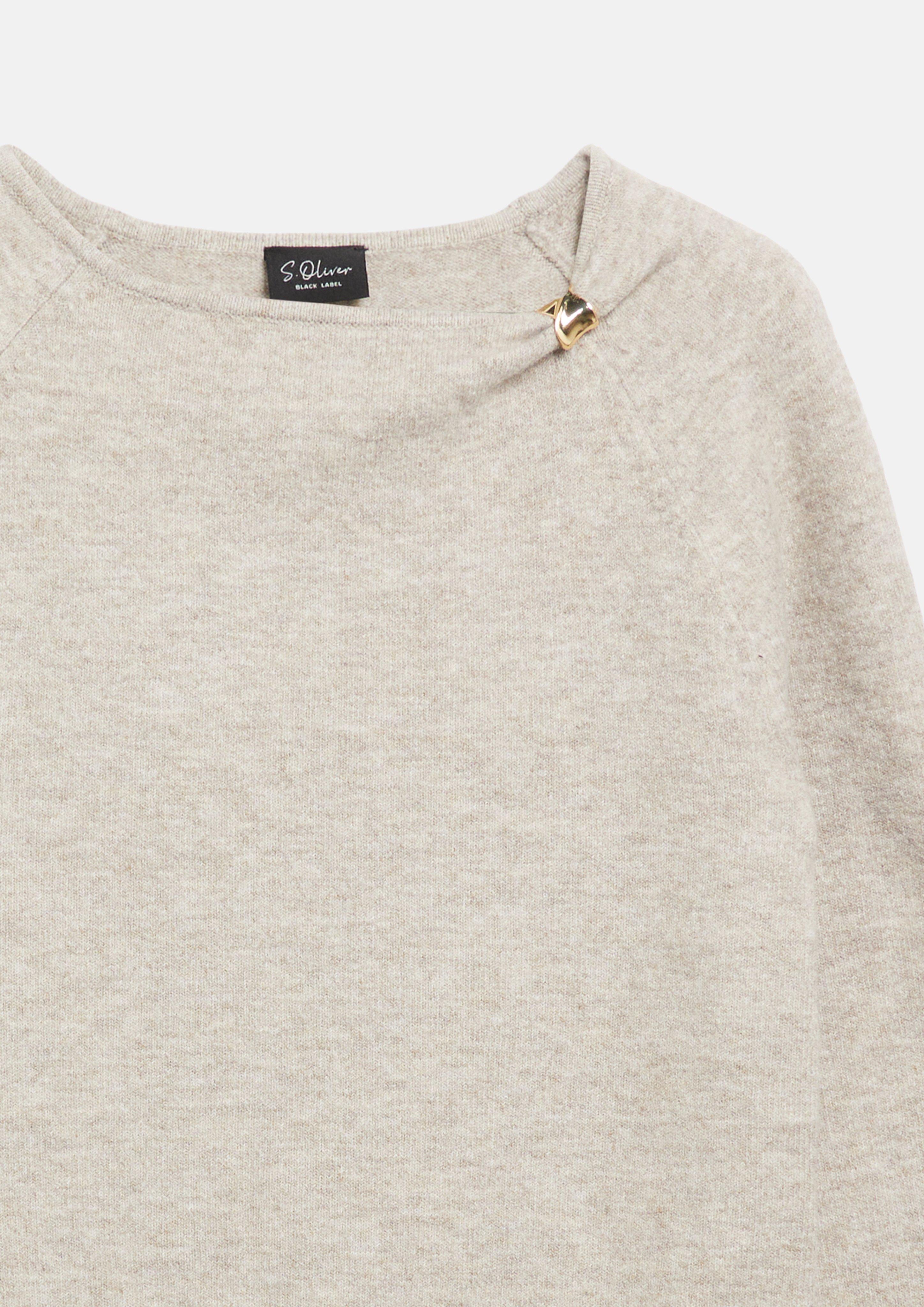 Femmes Pull en maille avec détail décoratif et manches raglan en beige de s.Oliver BLACK LABEL