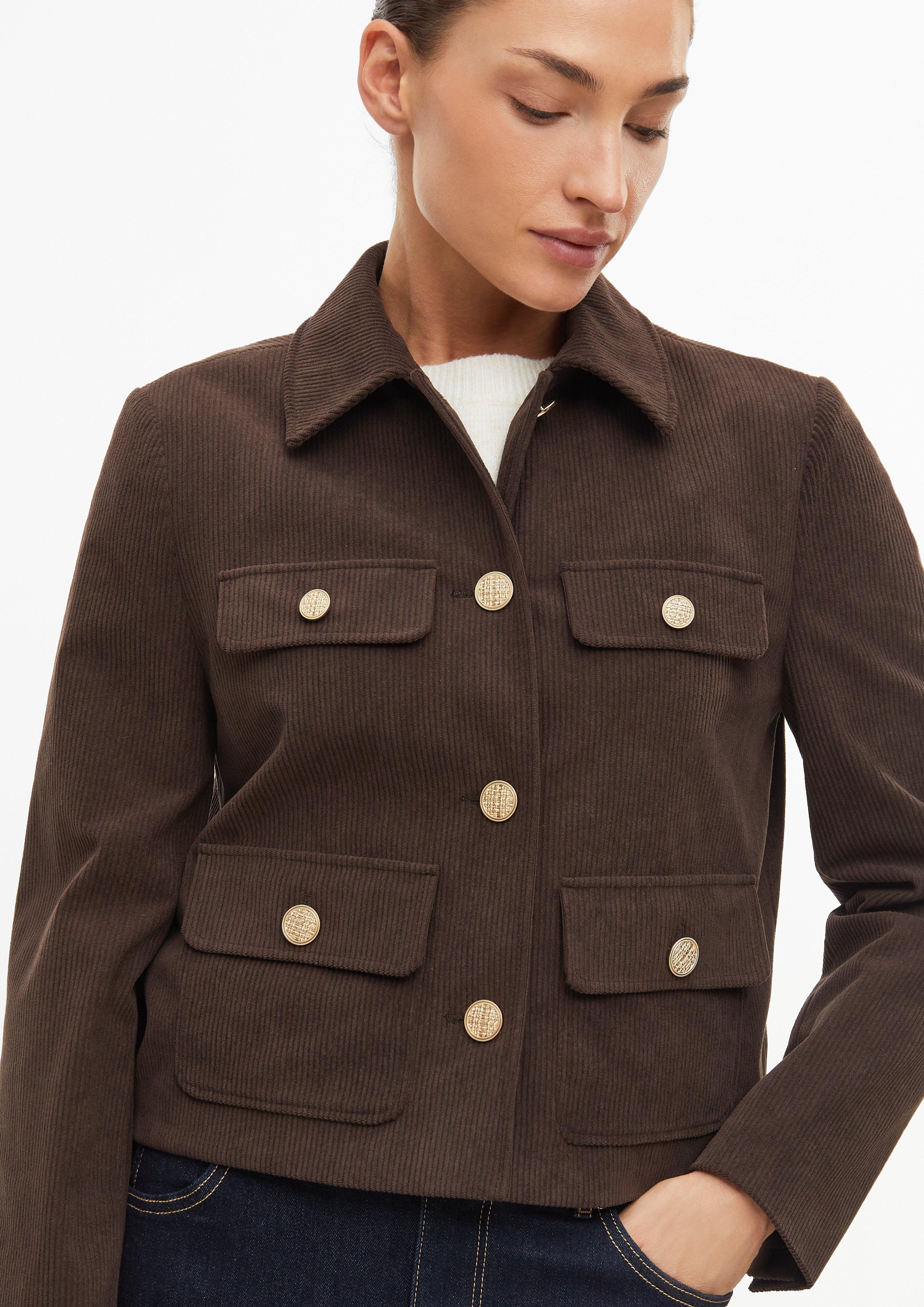 Damen Cord-Jacke mit Hemdkragen in braun von s.Oliver BLACK LABEL