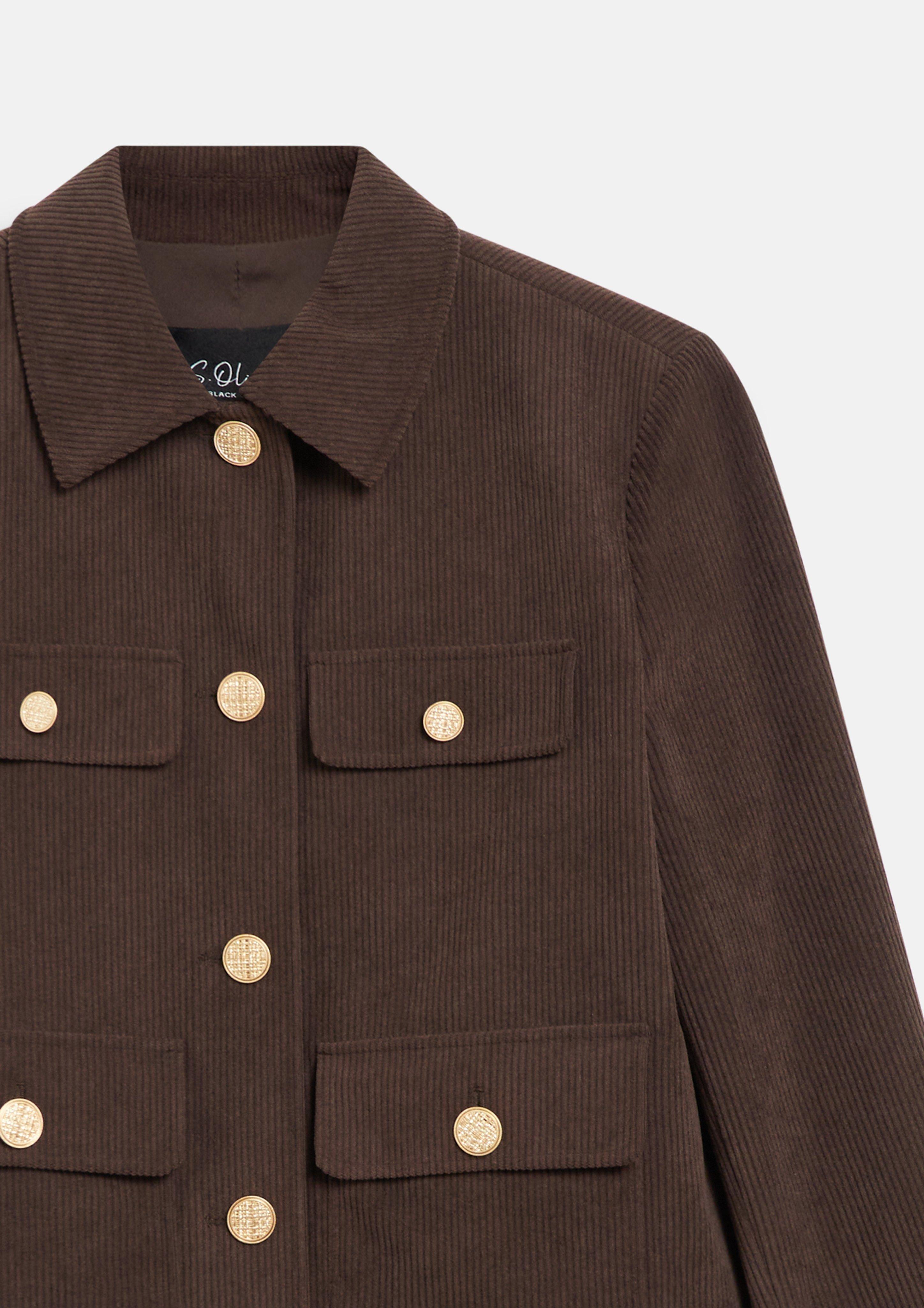 Damen Cord-Jacke mit Hemdkragen in braun von s.Oliver BLACK LABEL