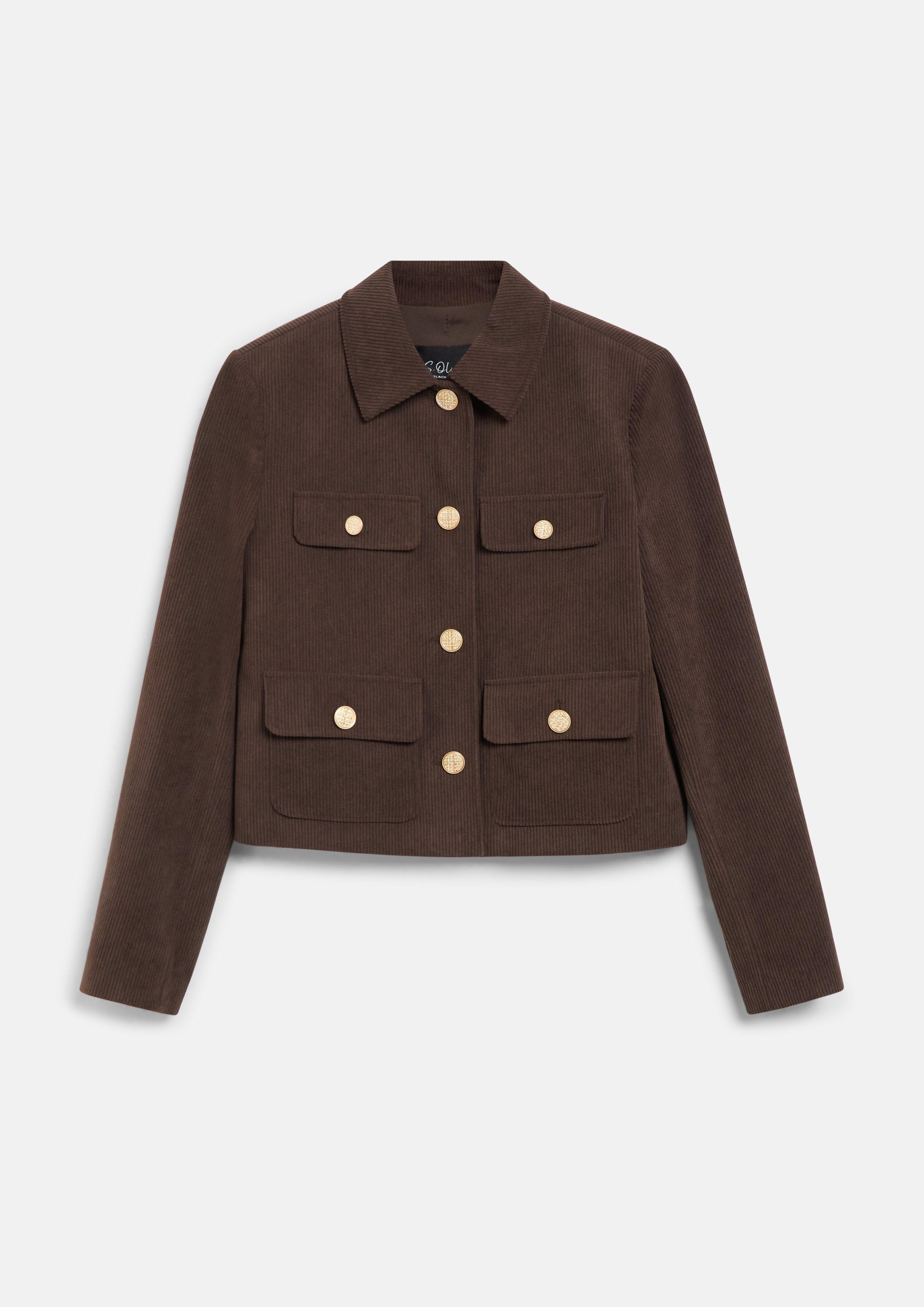 Cord-Jacke mit Hemdkragen in Farbe dunkelbraun von s.Oliver BLACK LABEL