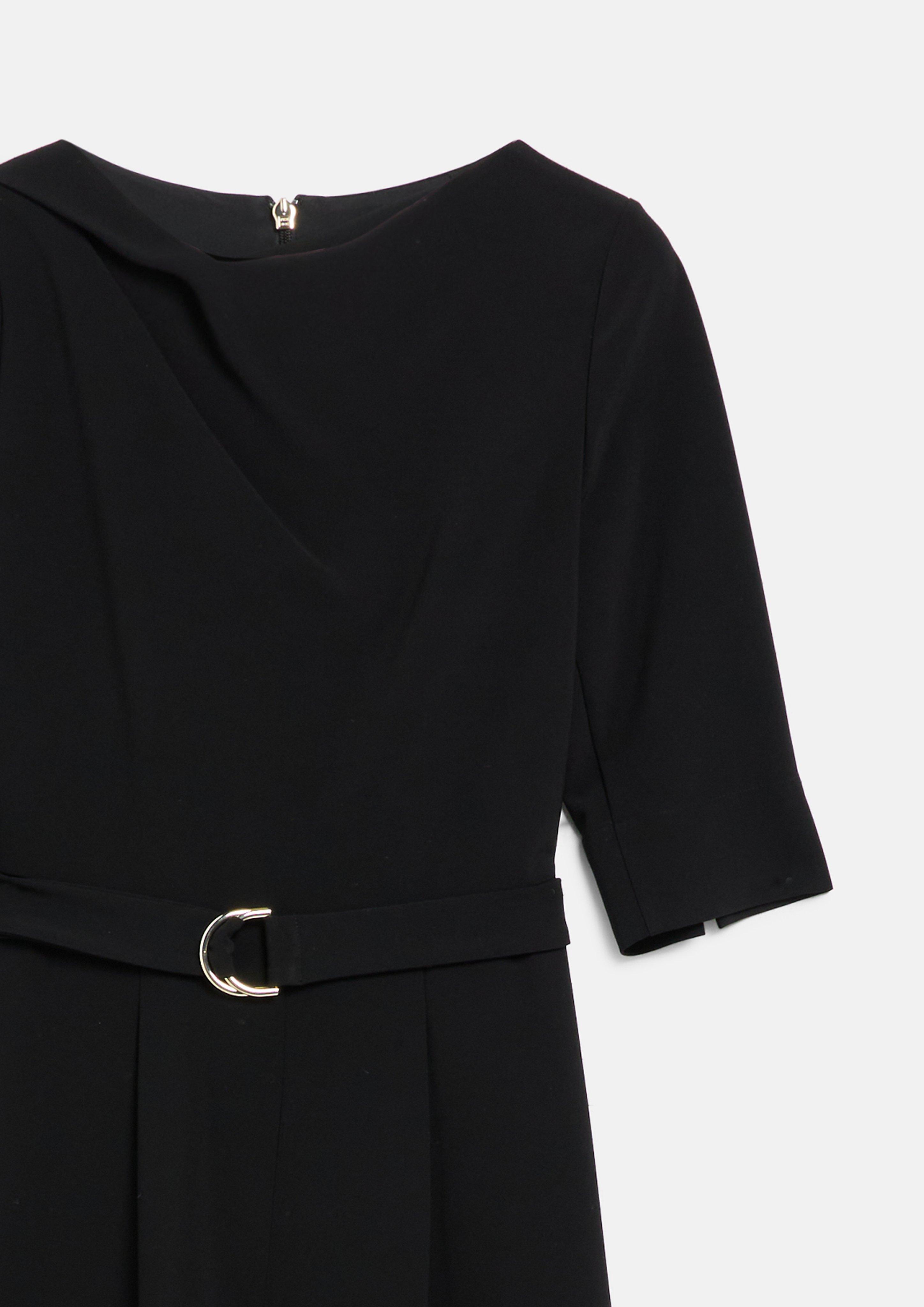 Damen Crêpe-Overall mit Wide Leg und Gürtel in schwarz von s.Oliver BLACK LABEL