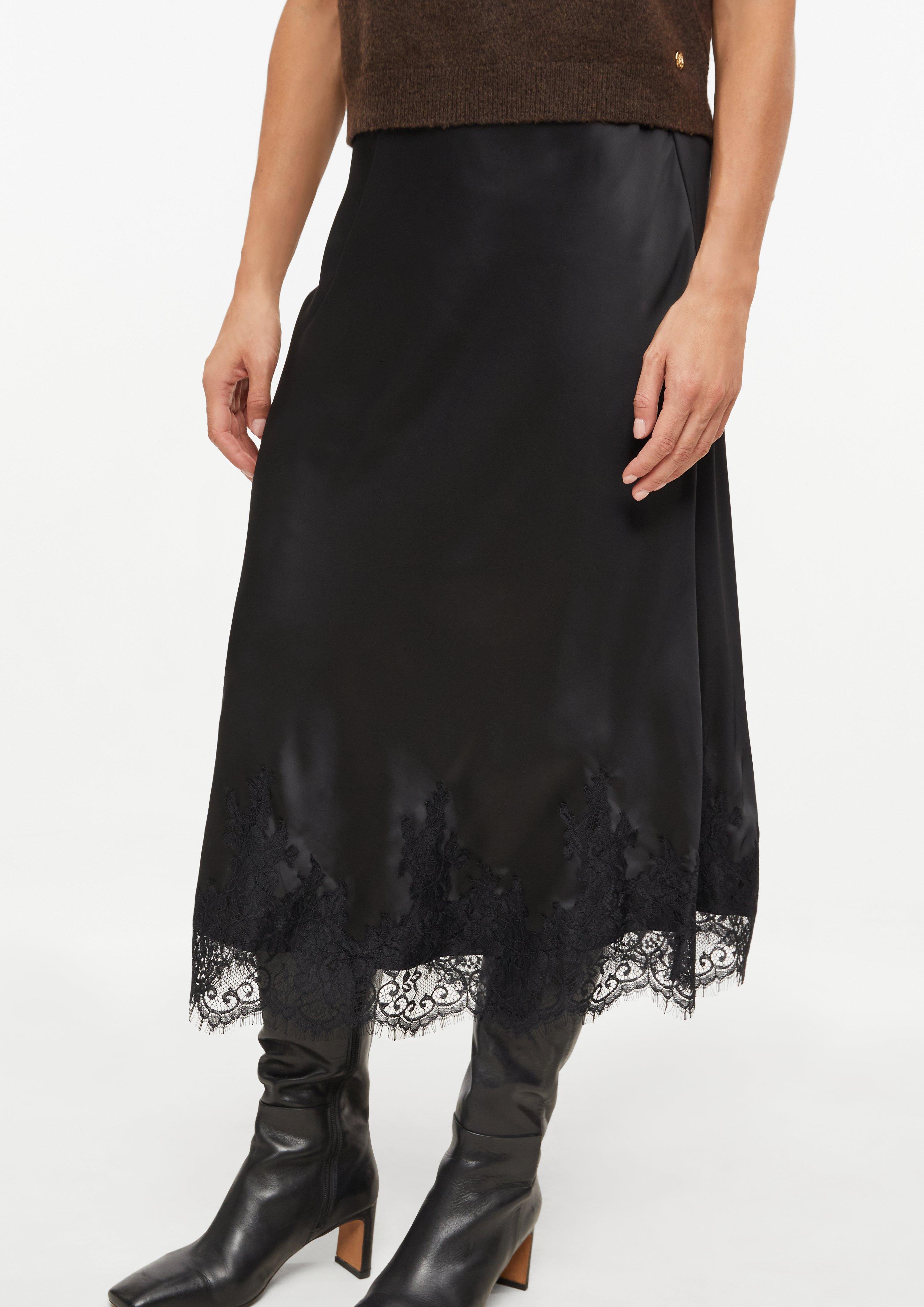 Damen Satinrock mit Spitze in schwarz von s.Oliver BLACK LABEL