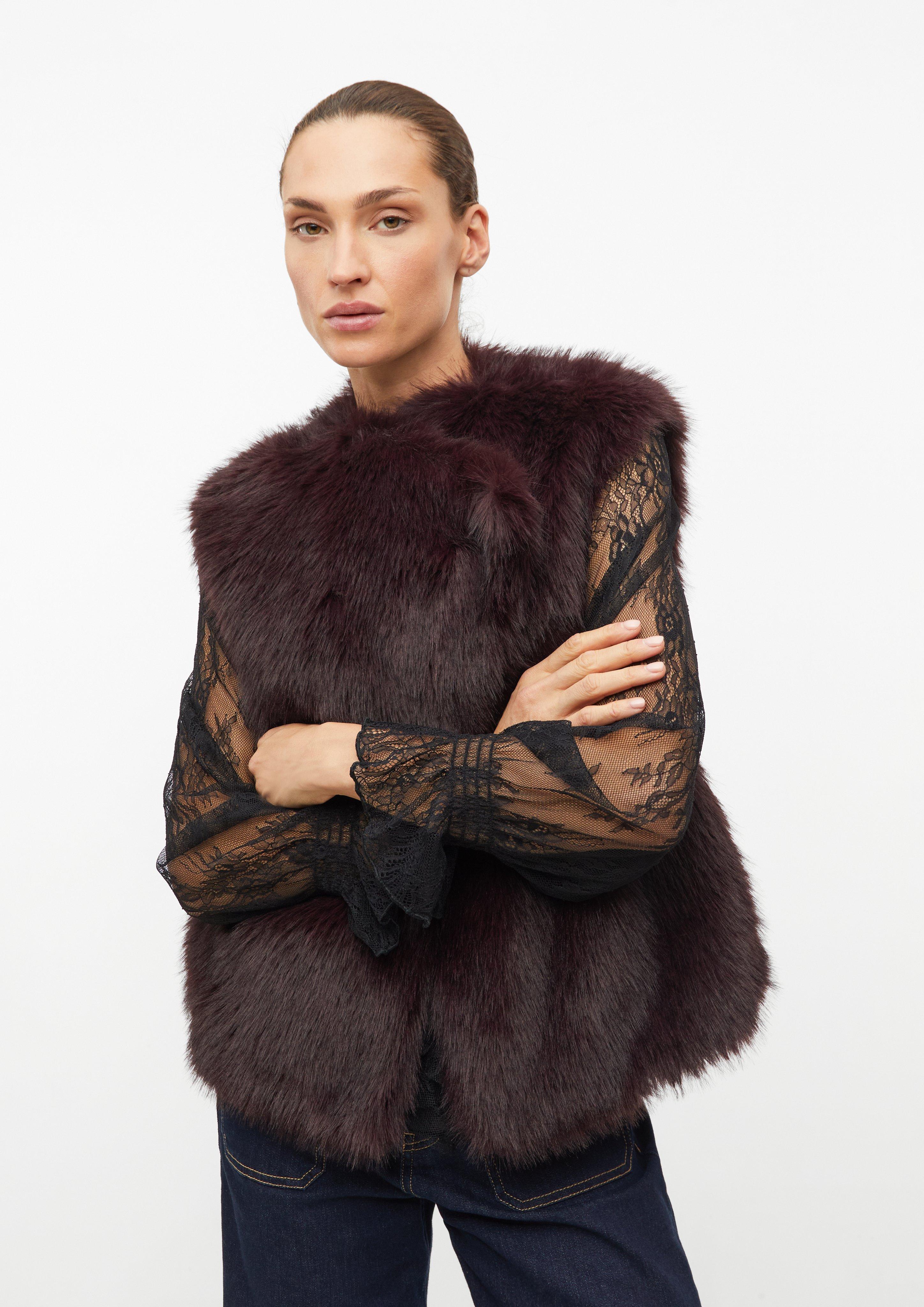 Vest van imitatiebont in donkerbruin van s.Oliver BLACK LABEL