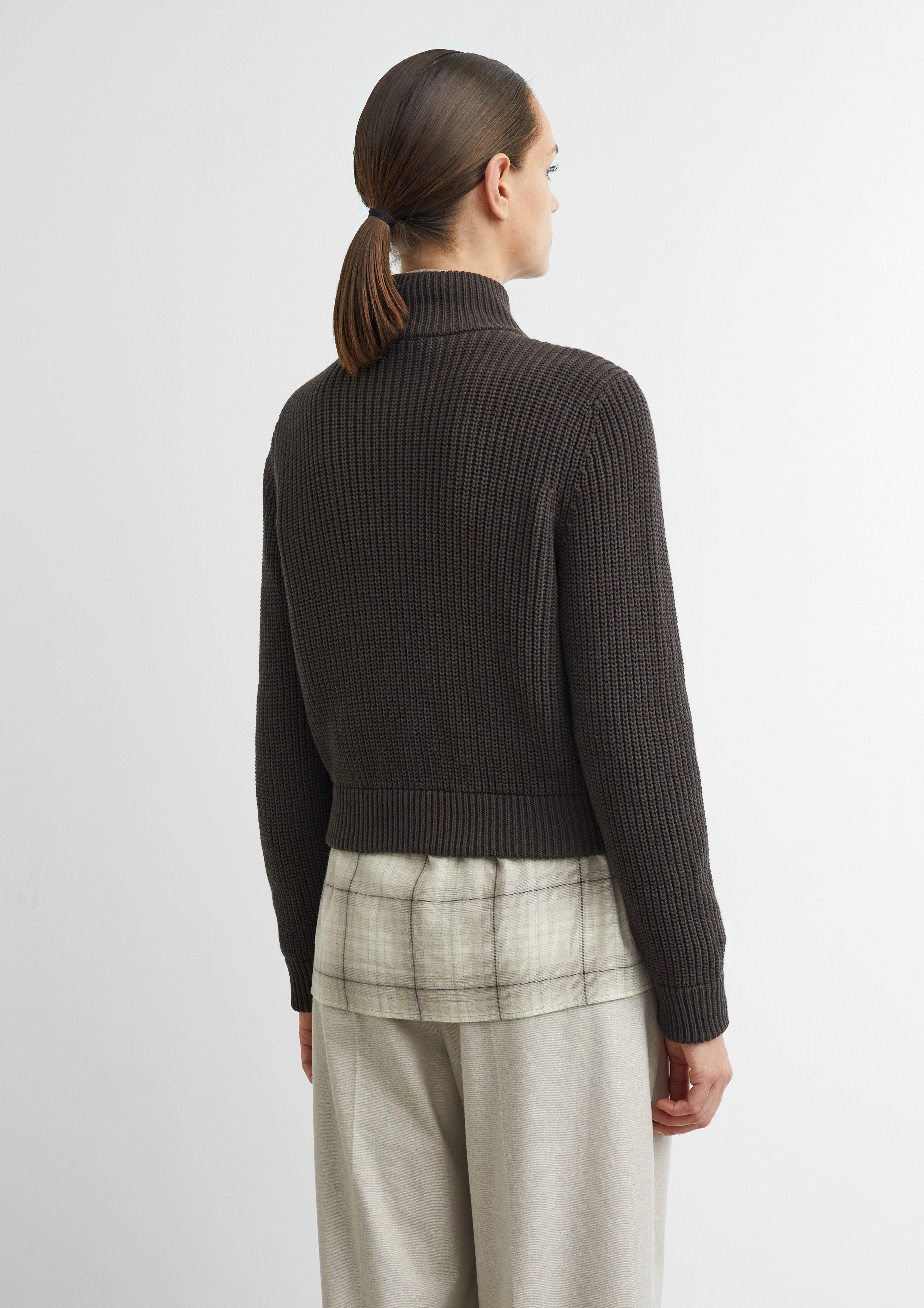 Damen Strickjacke mit Velours-Front in braun von COMMA
