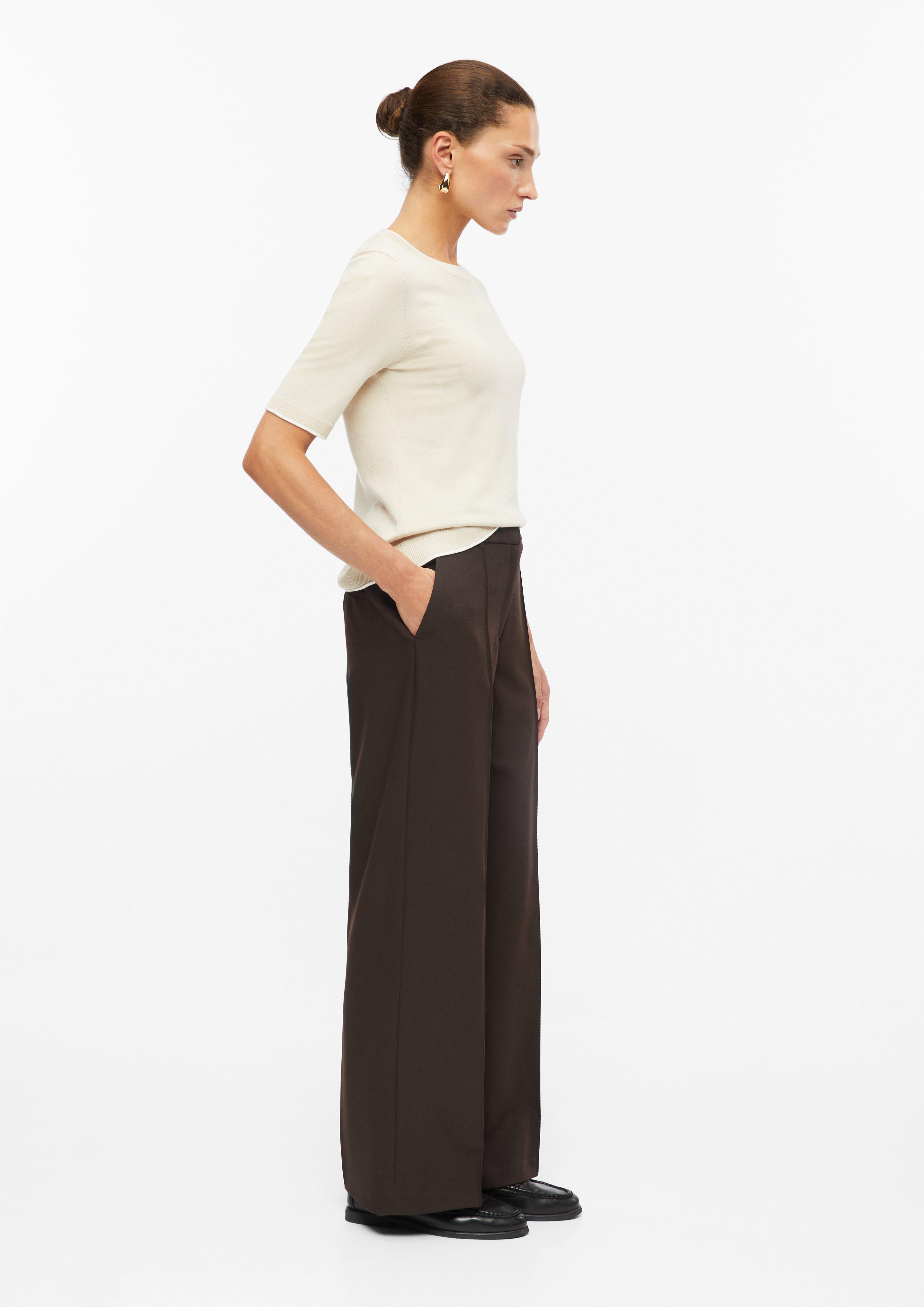 Femmes Pantalon à jambes larges avec empiècement élastique en brun de s.Oliver BLACK LABEL