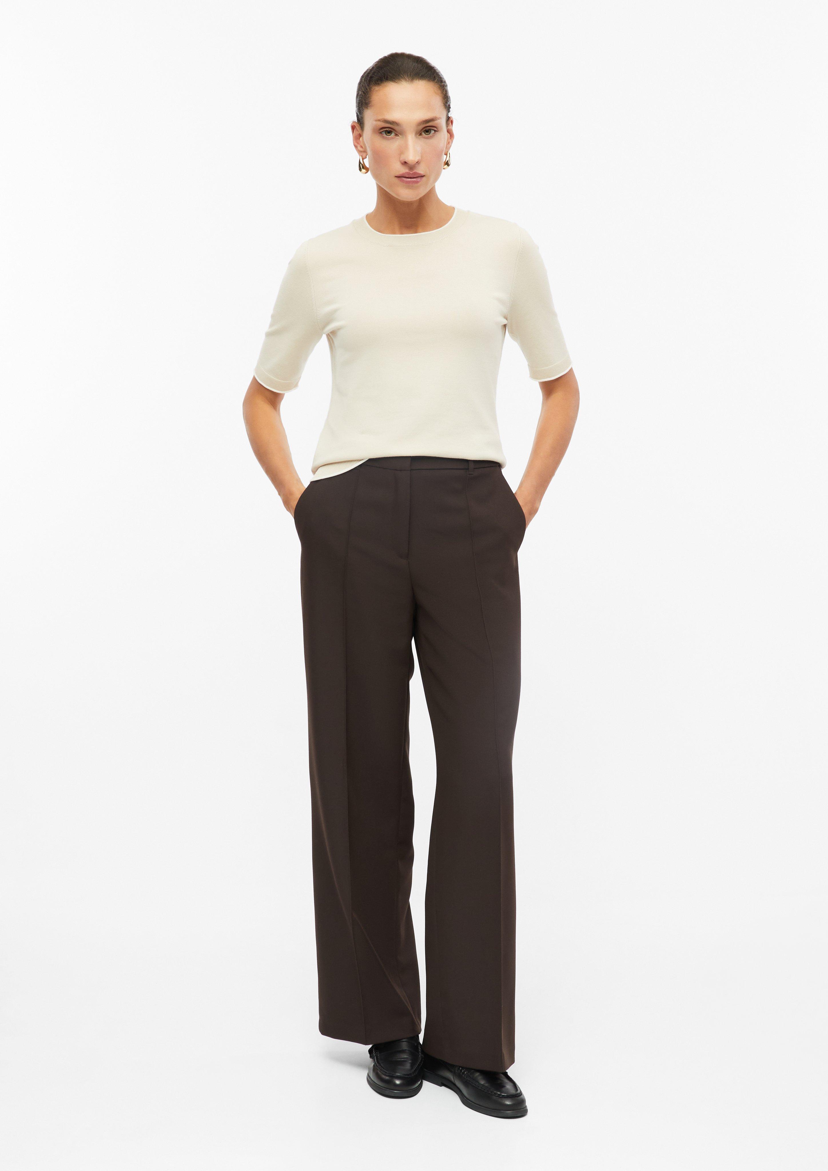 Women Wide-leg pants with elastic insert in dark brown by s.Oliver BLACK LABEL