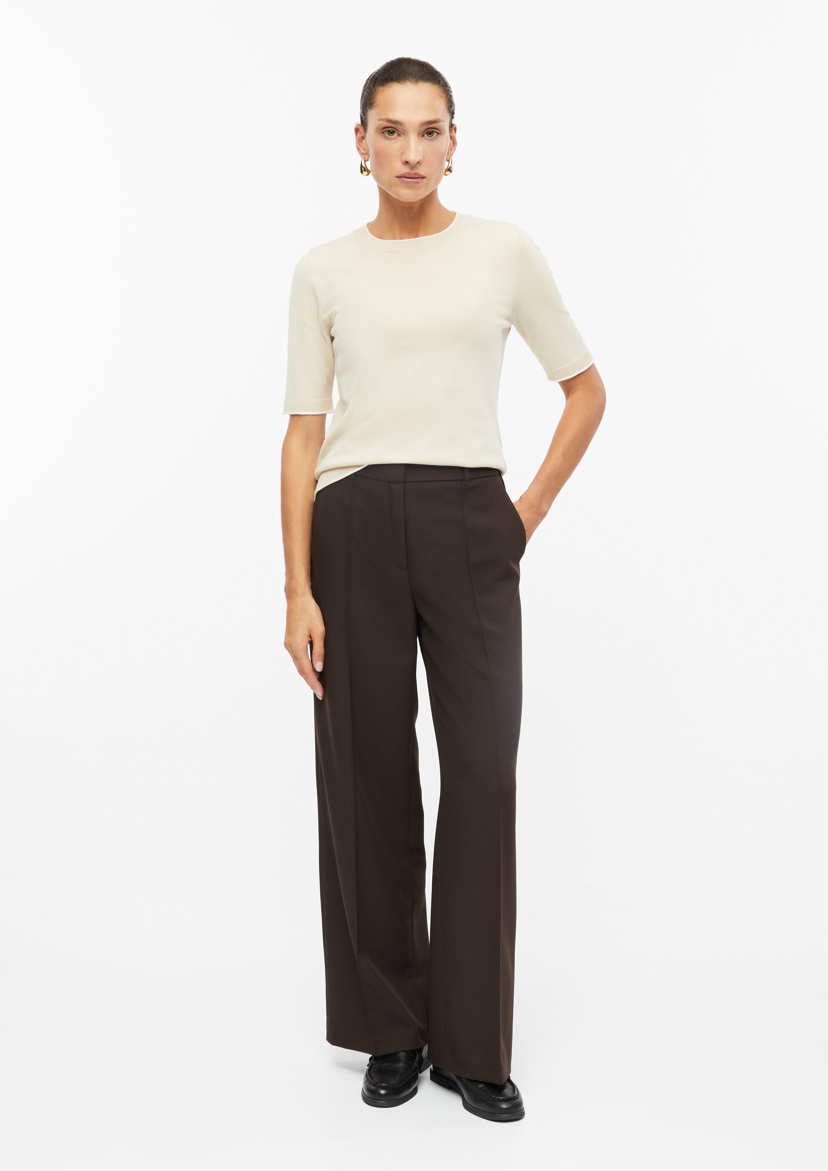 Femmes Pantalon à jambes larges avec empiècement élastique en brun de s.Oliver BLACK LABEL