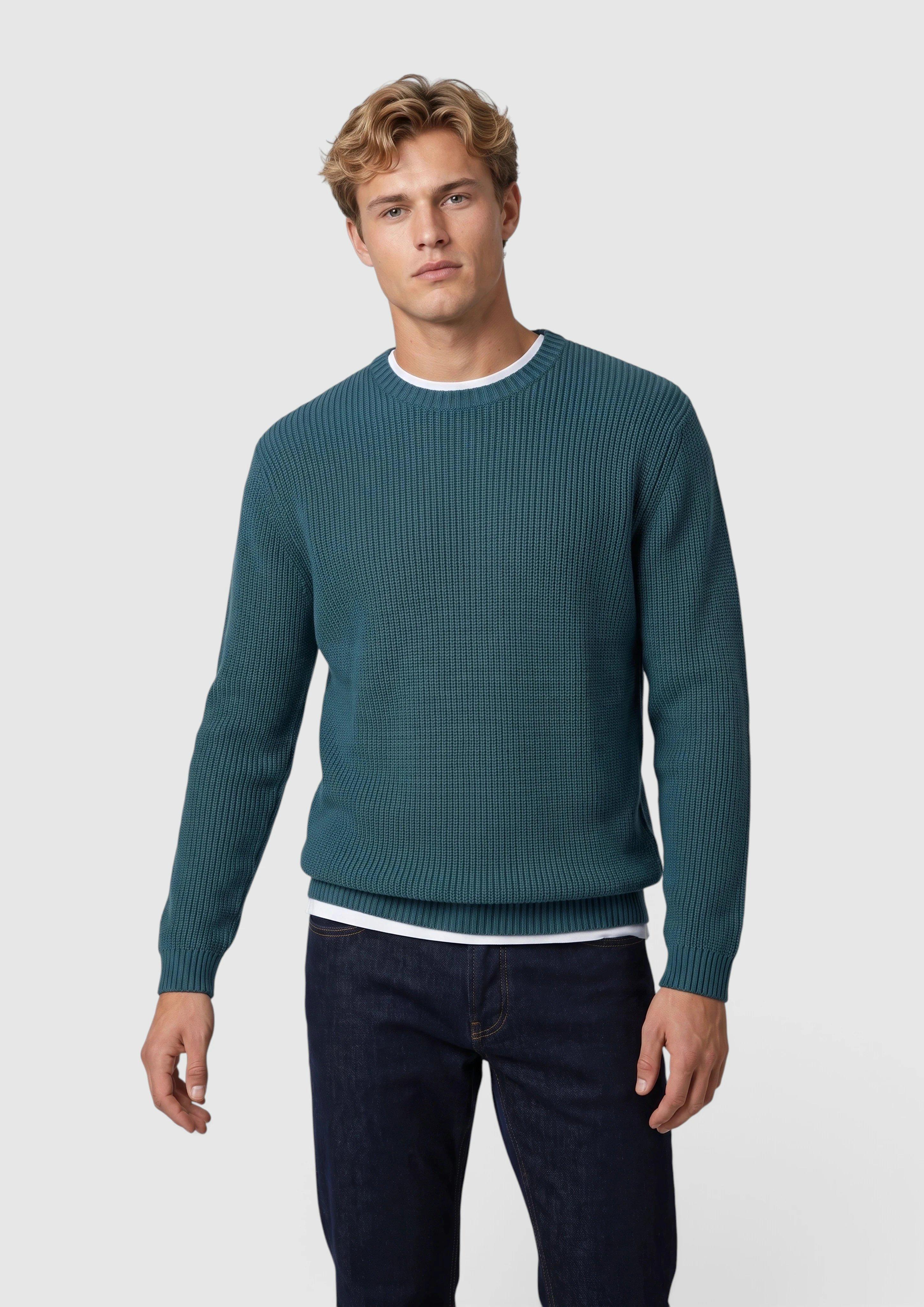 Weicher Struktur-Pullover aus 100% Baumwolle in Farbe blau von s.Oliver Men Tall Sizes