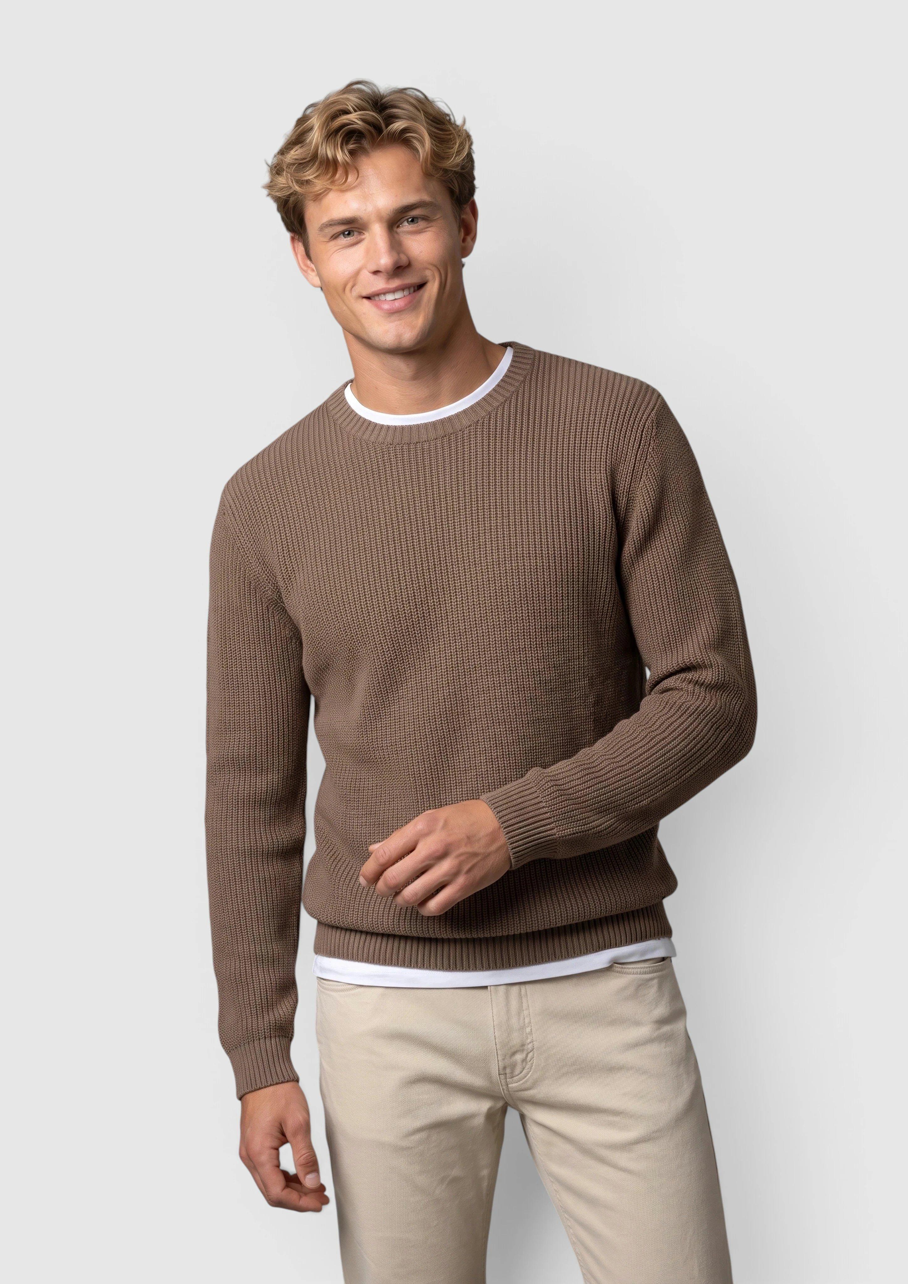 Mäkký štruktúrny pulóver zo 100 % bavlny vo farbe hnedá od s.Oliver Men Tall Sizes