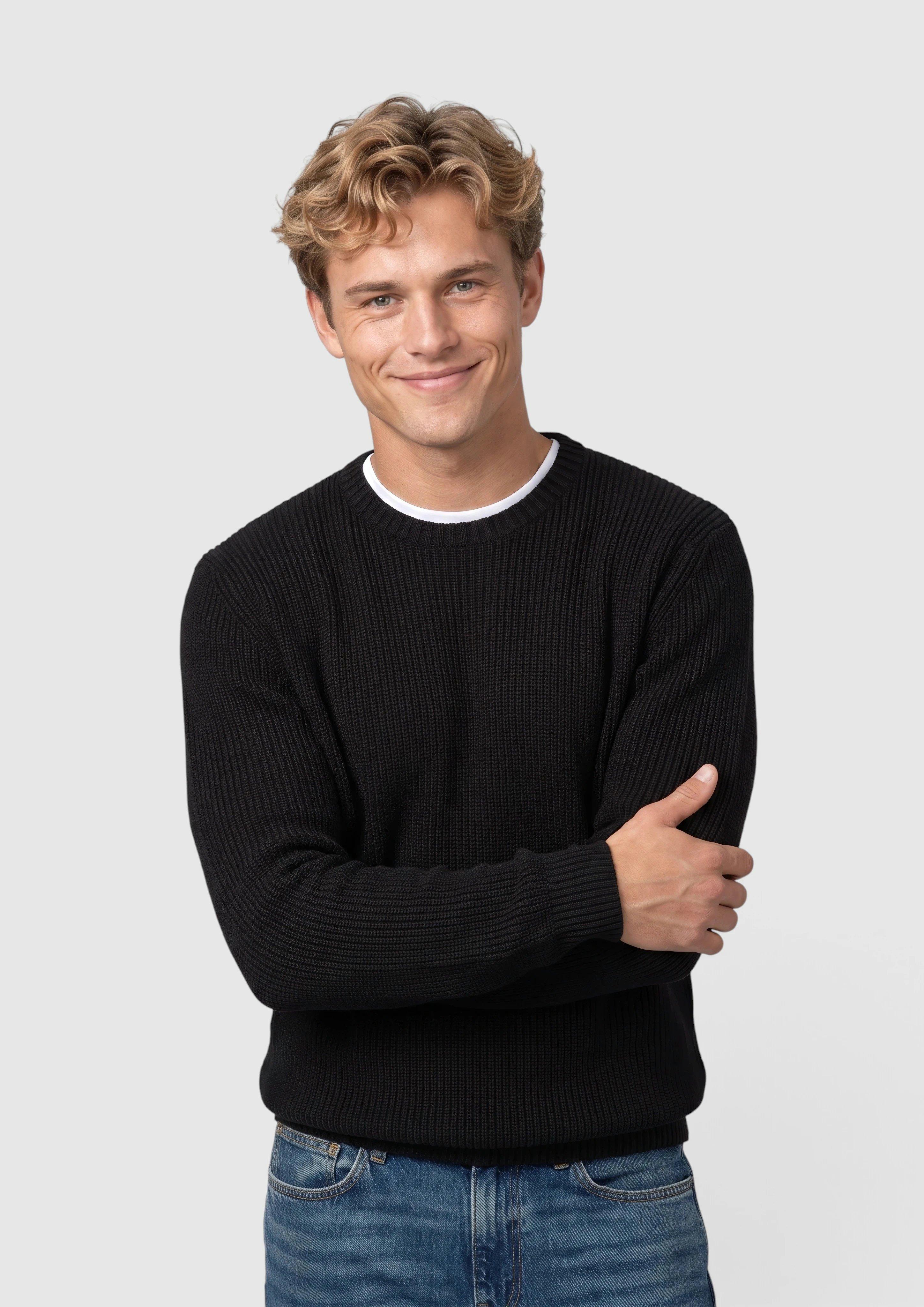 Pull à la texture douce, 100 % coton en noir de s.Oliver Men Tall Sizes