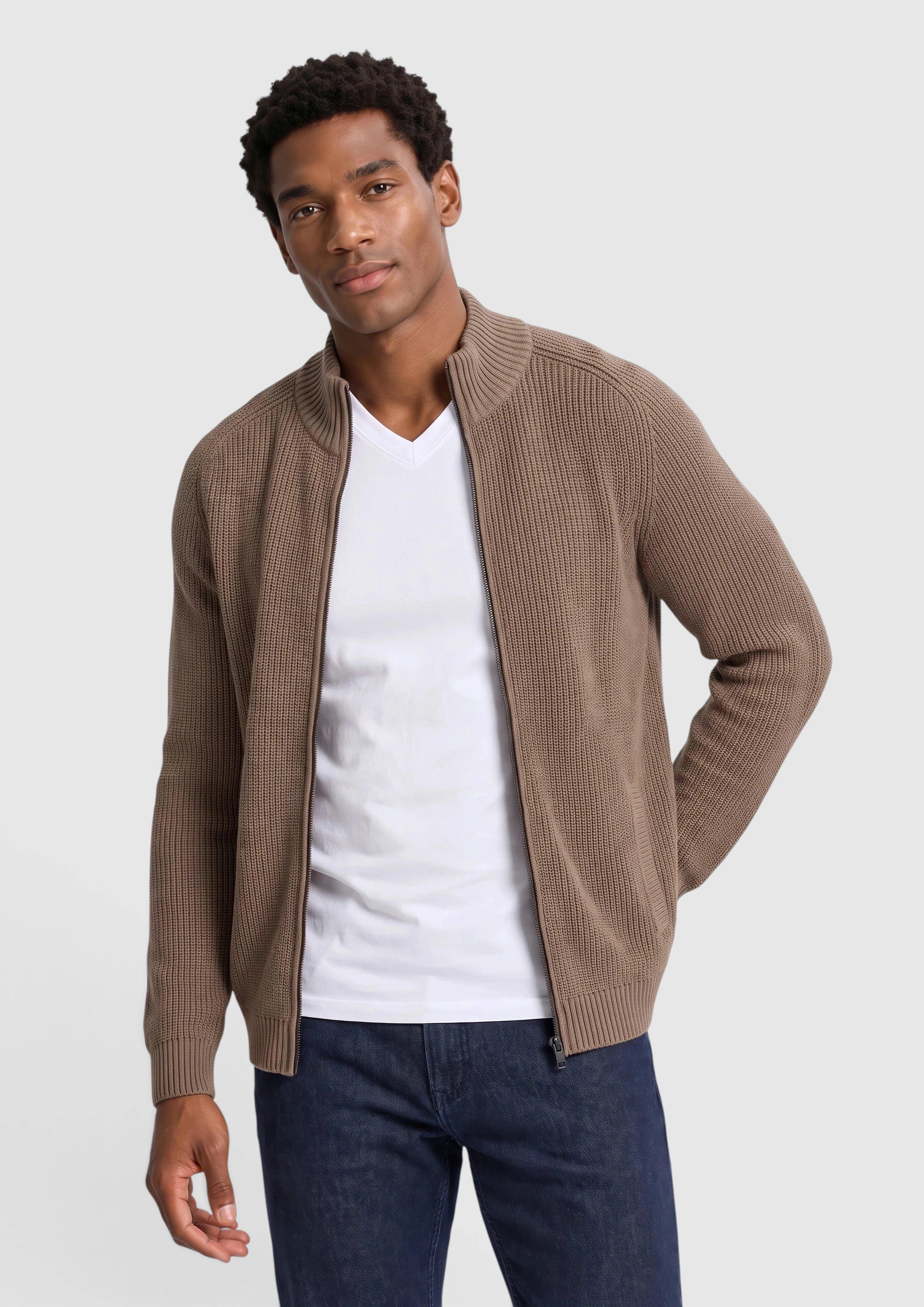 Cardigan structuré 100 % coton en brun de s.Oliver Men Tall Sizes