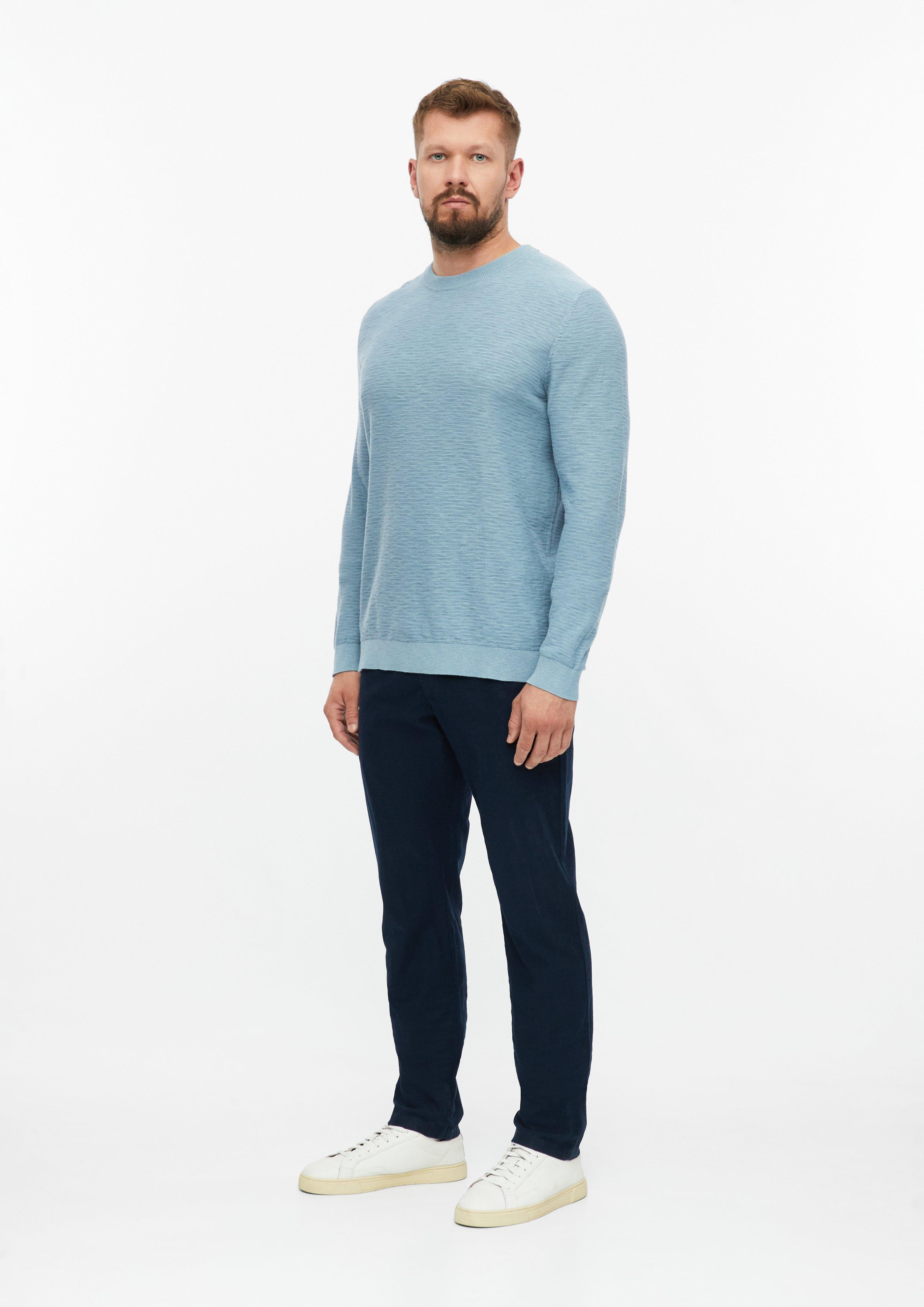 Heren Katoenen trui met vlamgarenstructuur in blauw van s.Oliver Men Tall Sizes