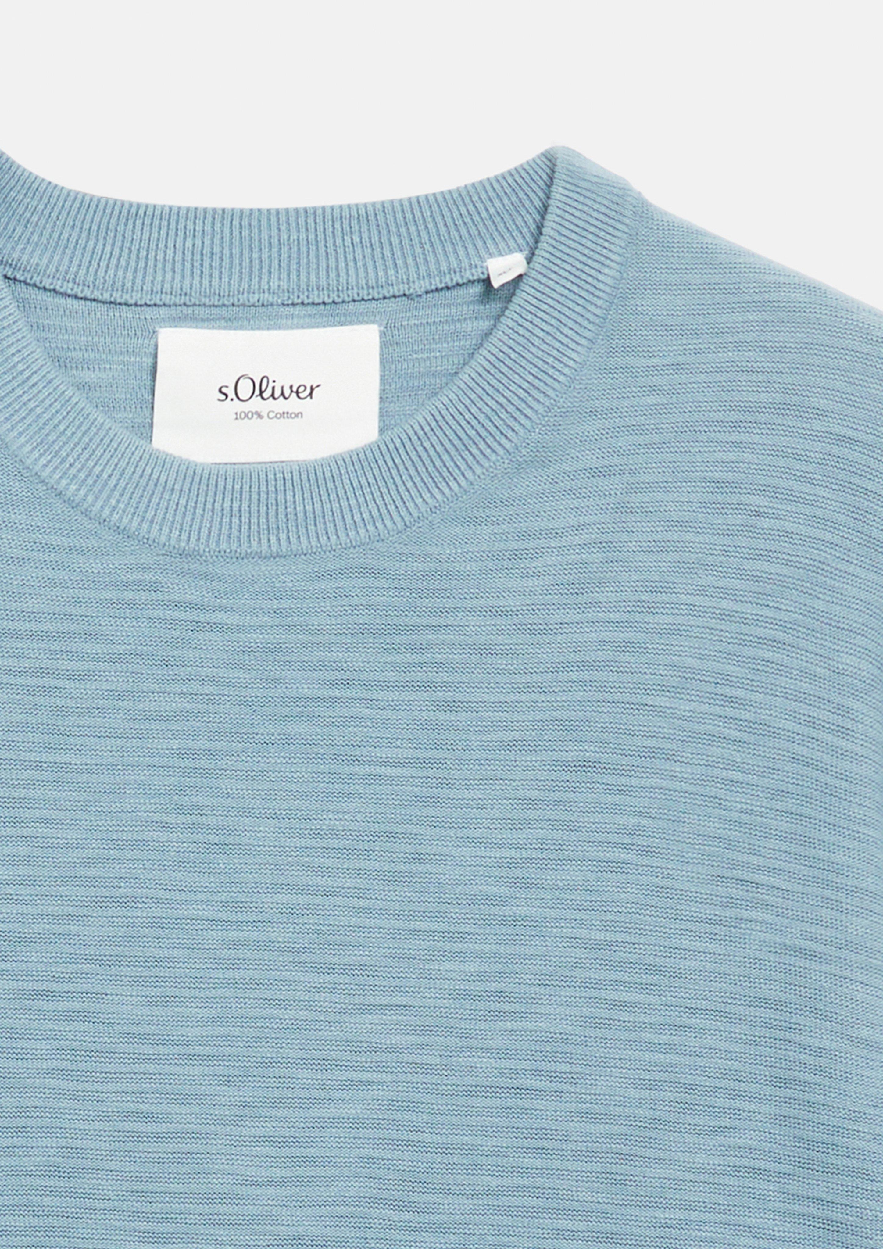 Heren Katoenen trui met vlamgarenstructuur in blauw van s.Oliver Men Tall Sizes