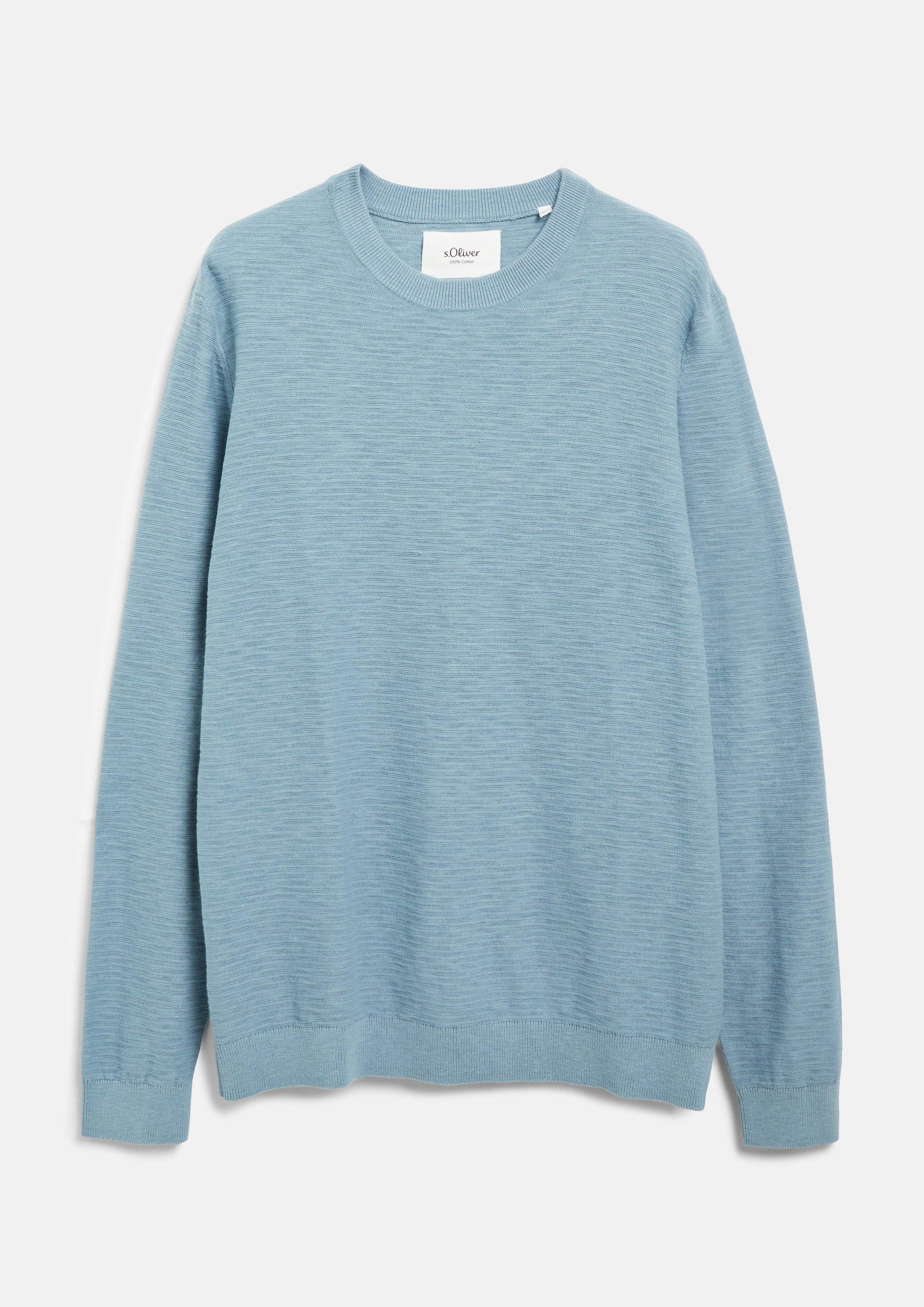 Pull en coton à effet flammé en bleu clair de s.Oliver Men Tall Sizes