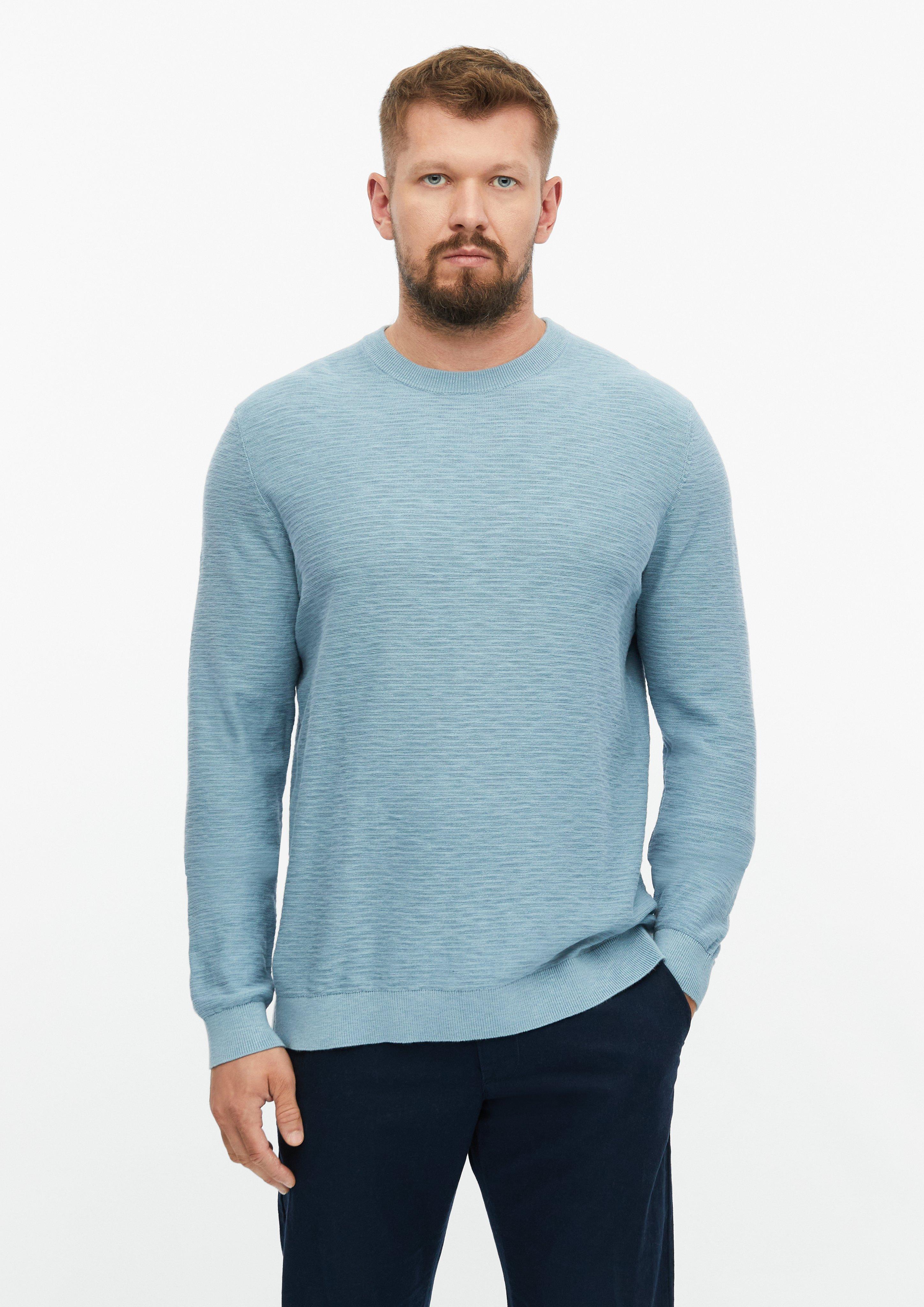 Sweter bawełniany o fakturze przędzy płomienistej w kolorze jasnoniebieski od s.Oliver Men Tall Sizes