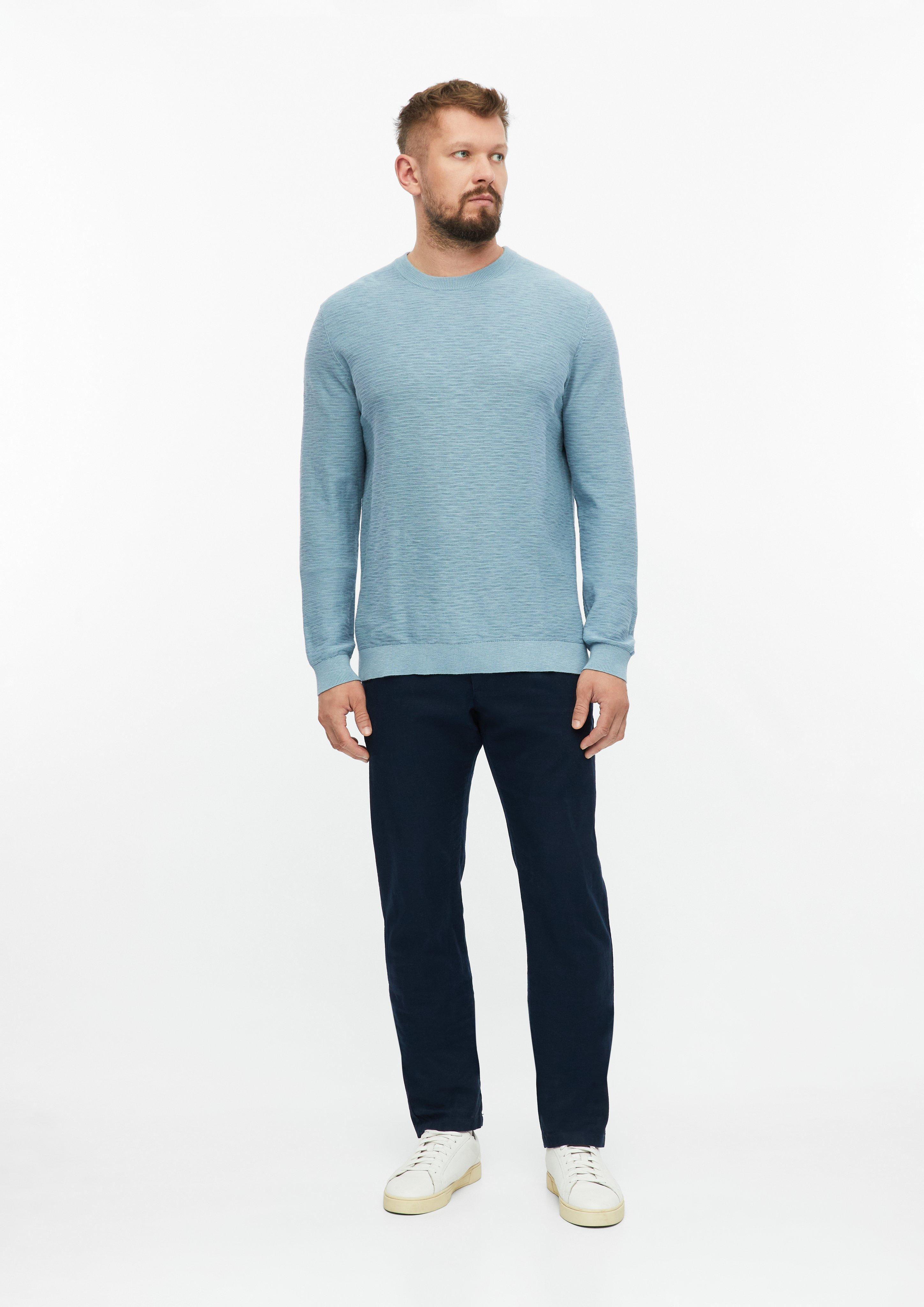 Heren Katoenen trui met vlamgarenstructuur in blauw van s.Oliver Men Tall Sizes