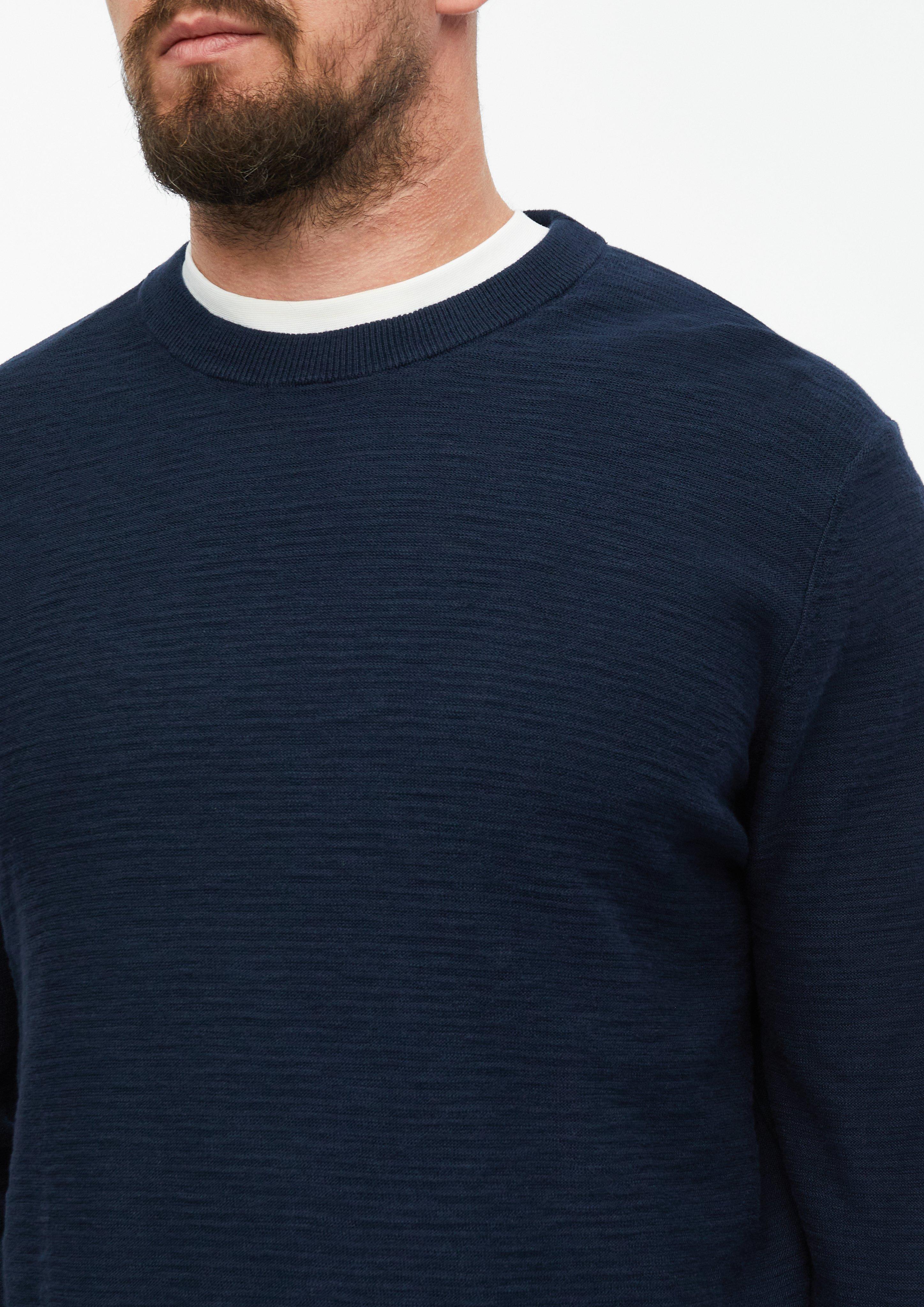 Men Cotton sweater with a slub yarn texture in blue by s.Oliver Men Tall Sizes