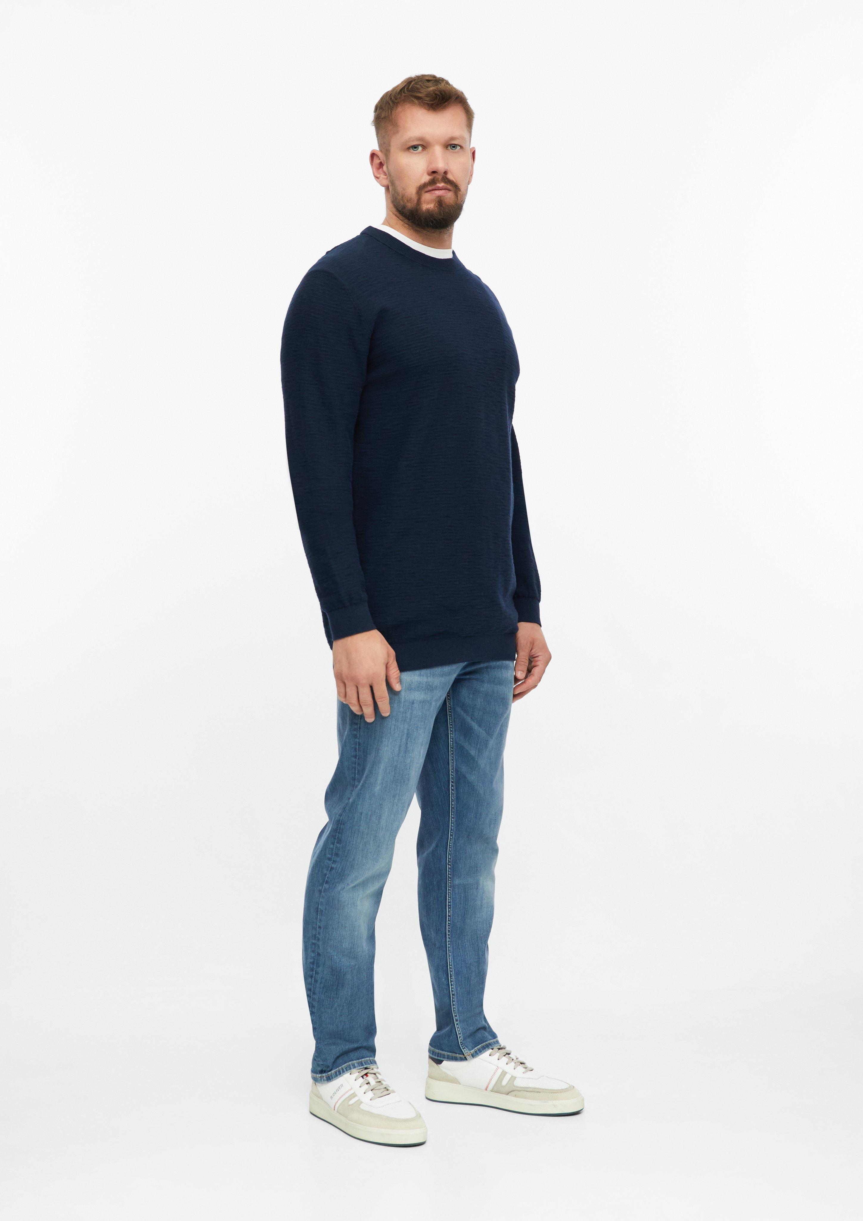 Men Cotton sweater with a slub yarn texture in blue by s.Oliver Men Tall Sizes