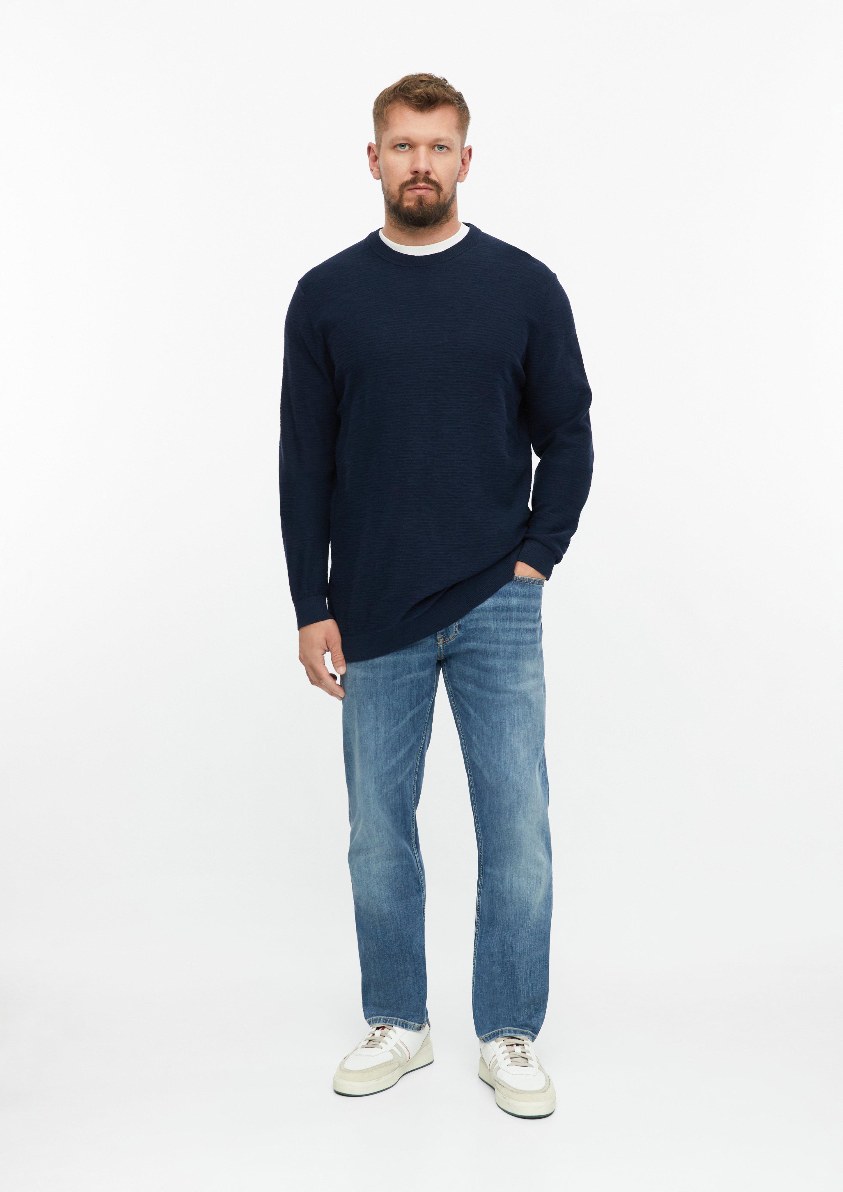 Men Cotton sweater with a slub yarn texture in blue by s.Oliver Men Tall Sizes