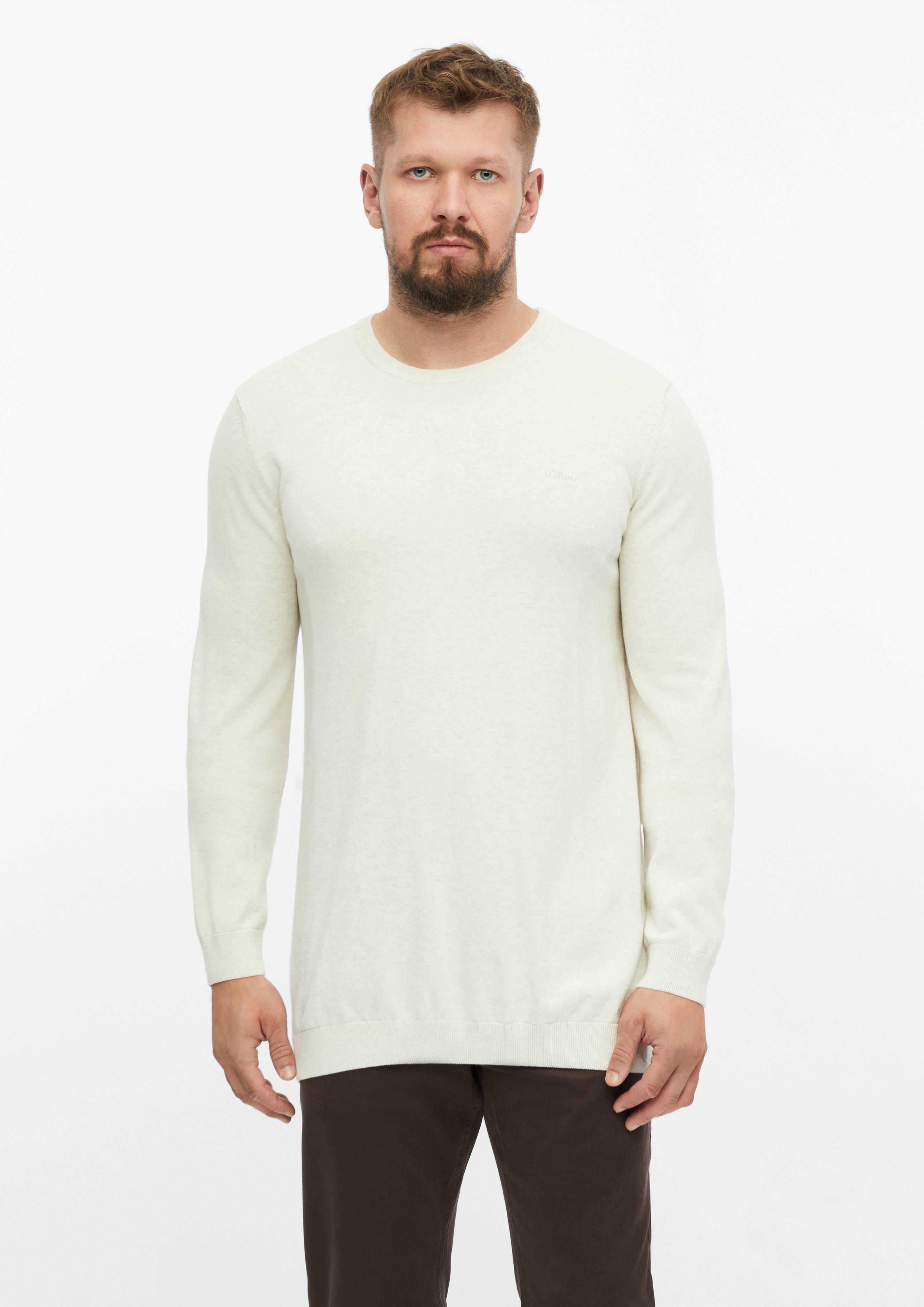 Knitted pullover in cream by s.Oliver Men Tall Sizes