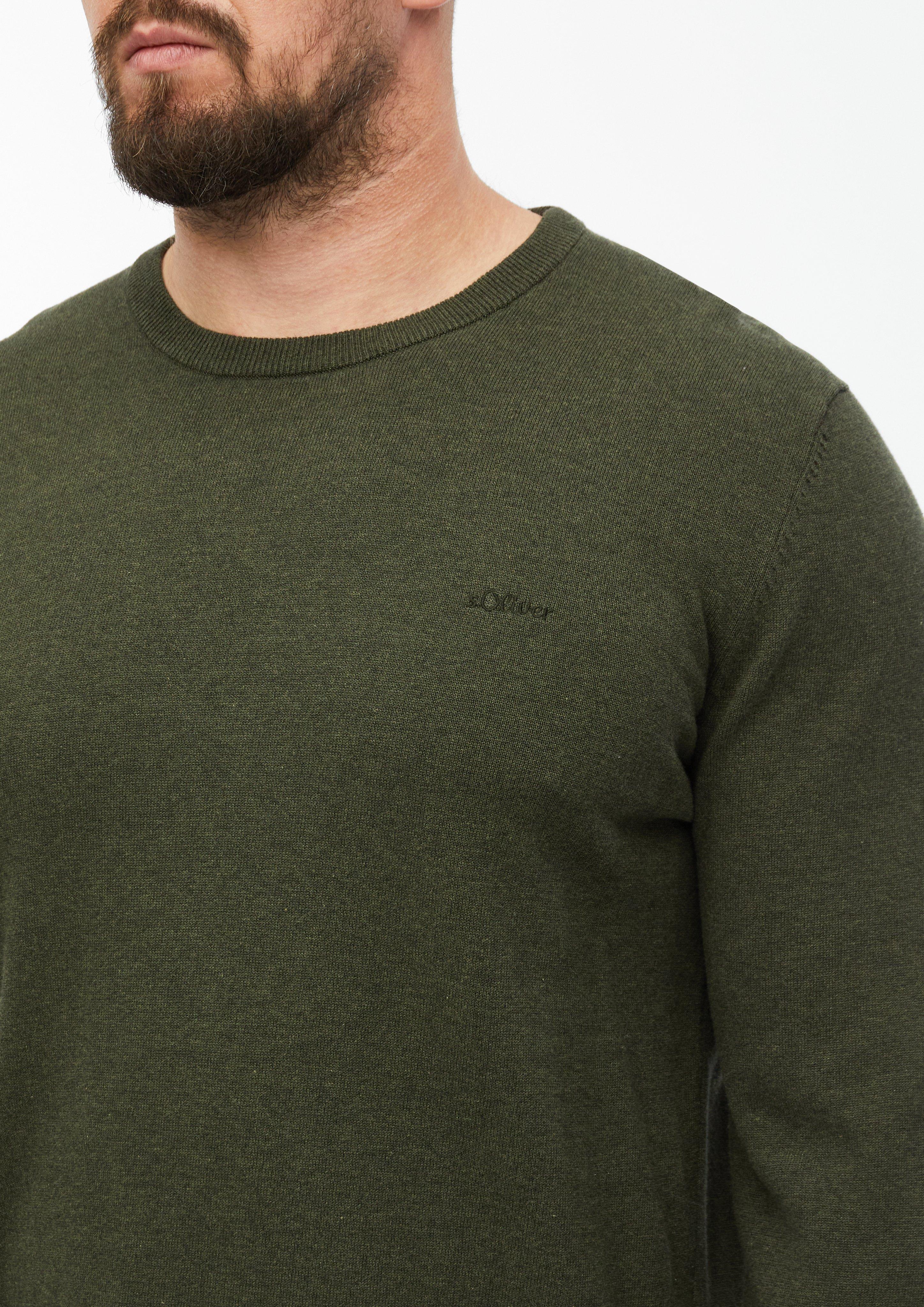Hommes Pull en tricot en olive de s.Oliver Men Tall Sizes