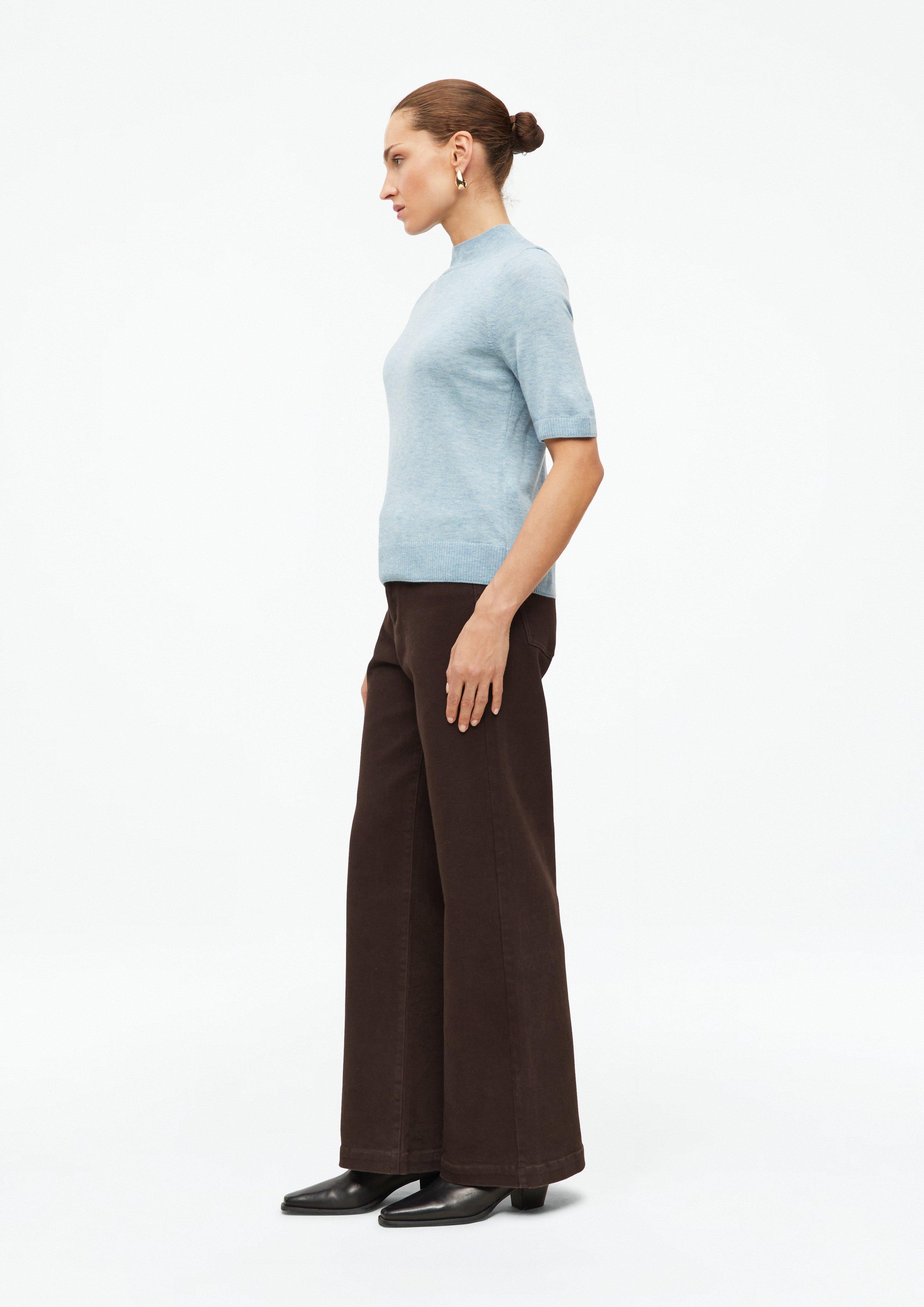 Women Short-Sleeve Sweater with Ribbed Trim in blue by s.Oliver BLACK LABEL