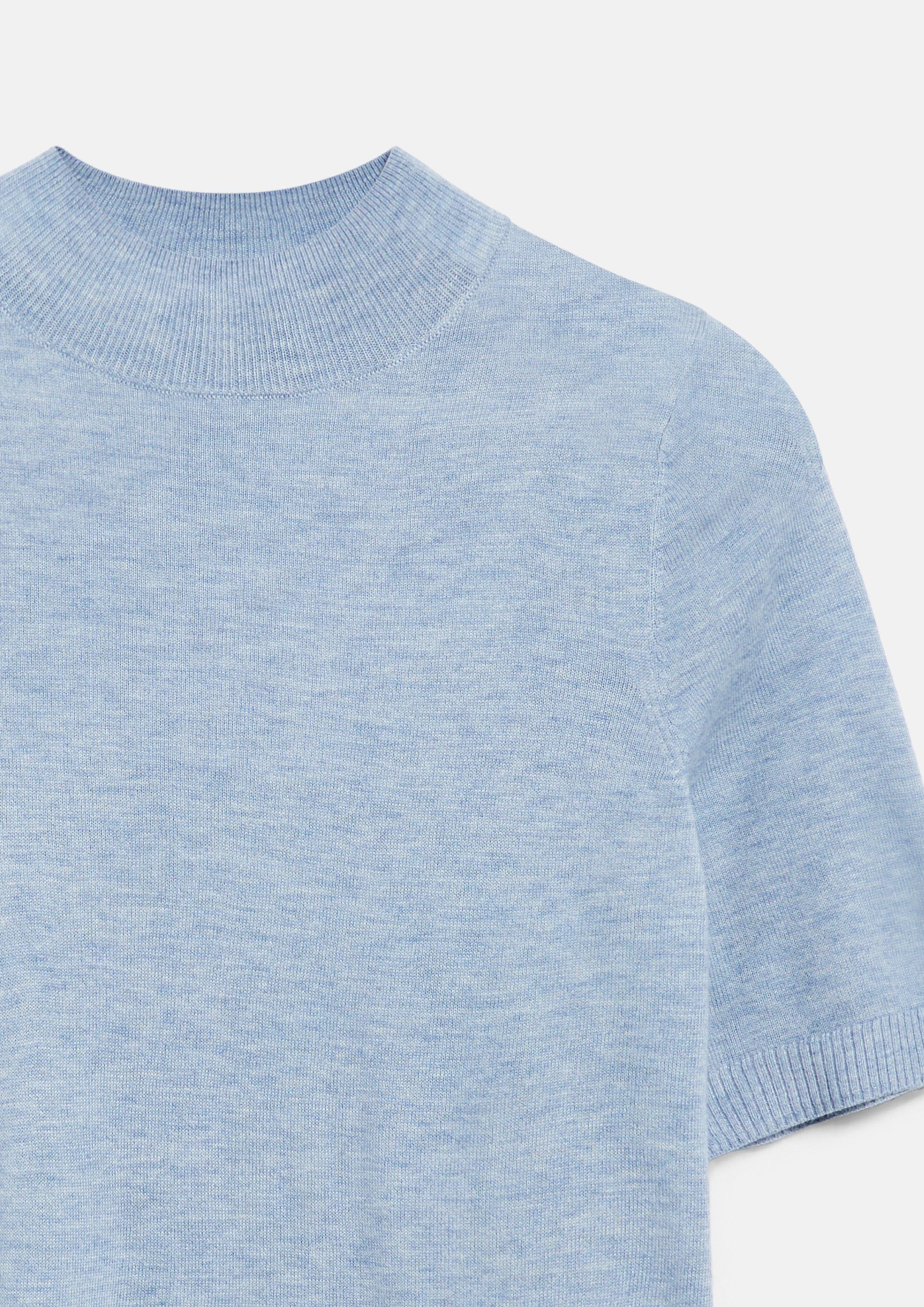 Women Short-Sleeve Sweater with Ribbed Trim in blue by s.Oliver BLACK LABEL