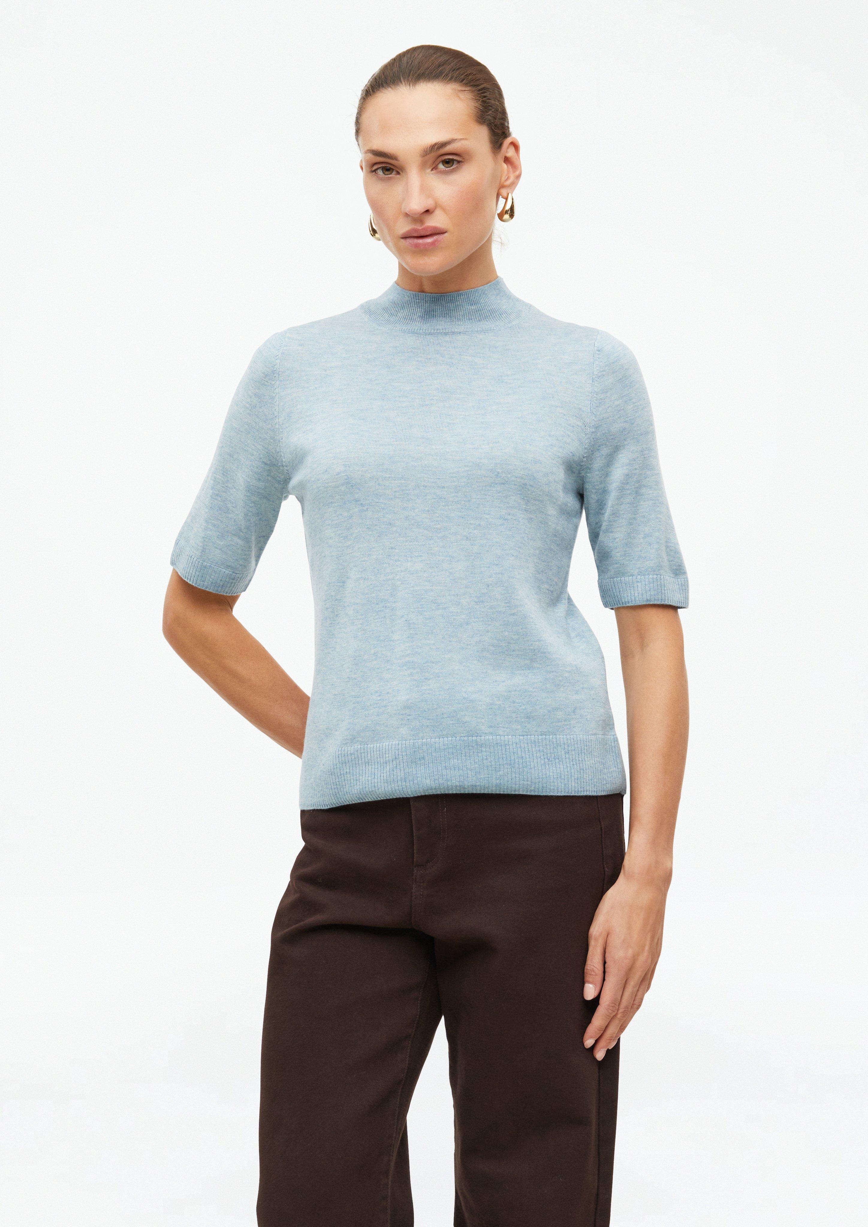 Pull à manches courtes avec bordures côtelées en bleu de s.Oliver BLACK LABEL