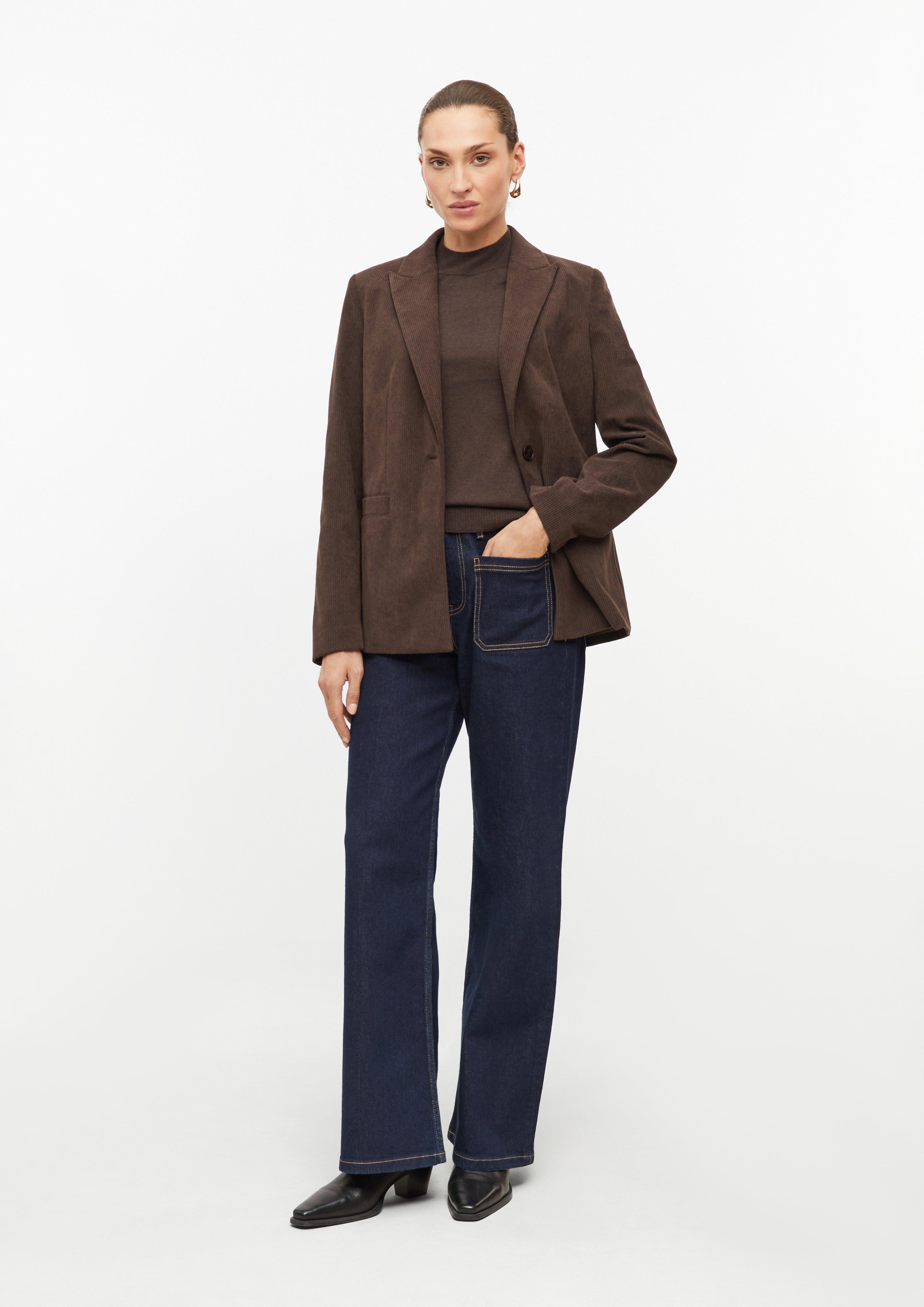 Women Short-Sleeve Sweater with Ribbed Trim in brown by s.Oliver BLACK LABEL