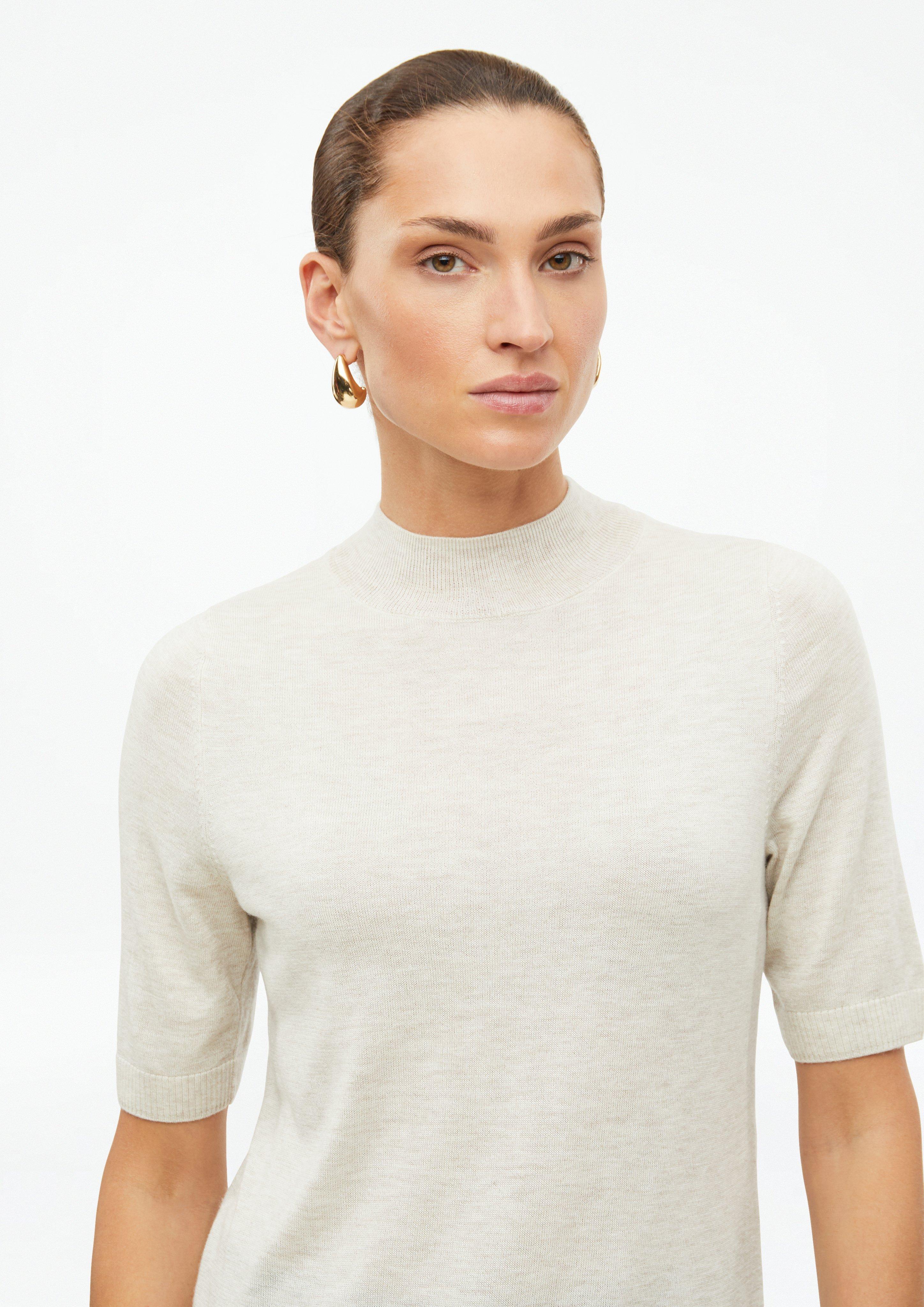 Women Short-Sleeve Sweater with Ribbed Trim in beige by s.Oliver BLACK LABEL
