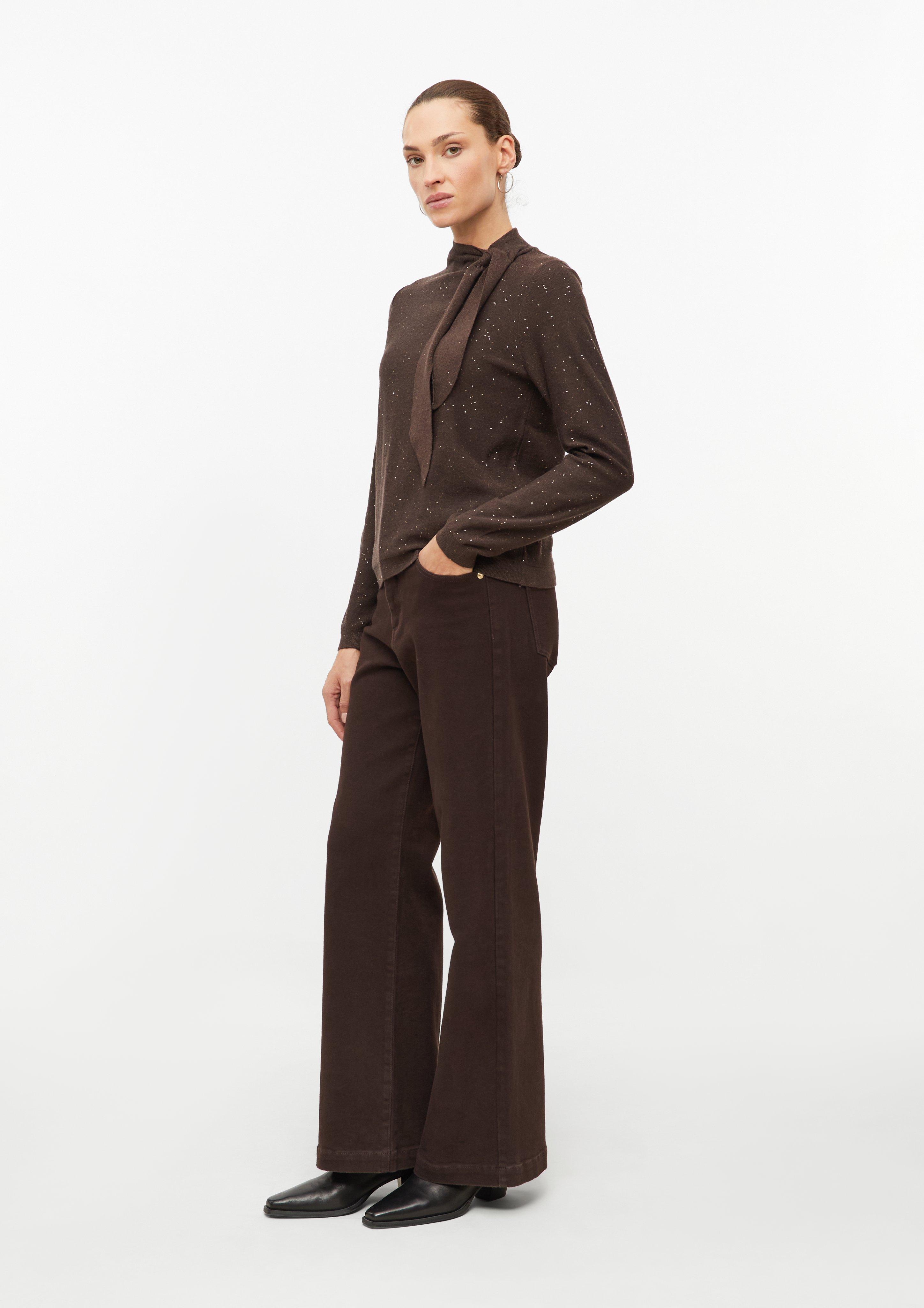 Women Fine-knit sweater with sequins and a bow in brown by s.Oliver BLACK LABEL