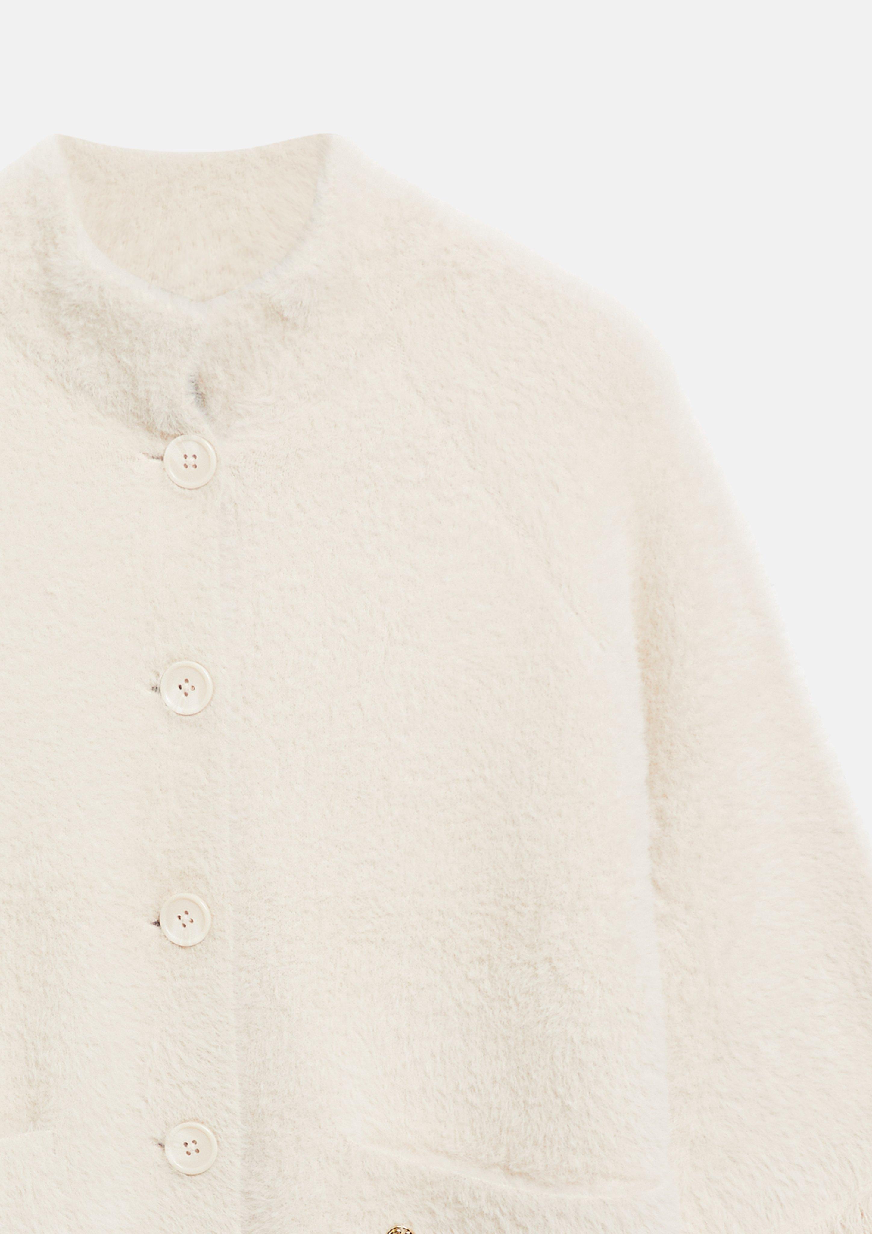 Femmes Veste douillette à franges et poches plaquées en crème de s.Oliver BLACK LABEL