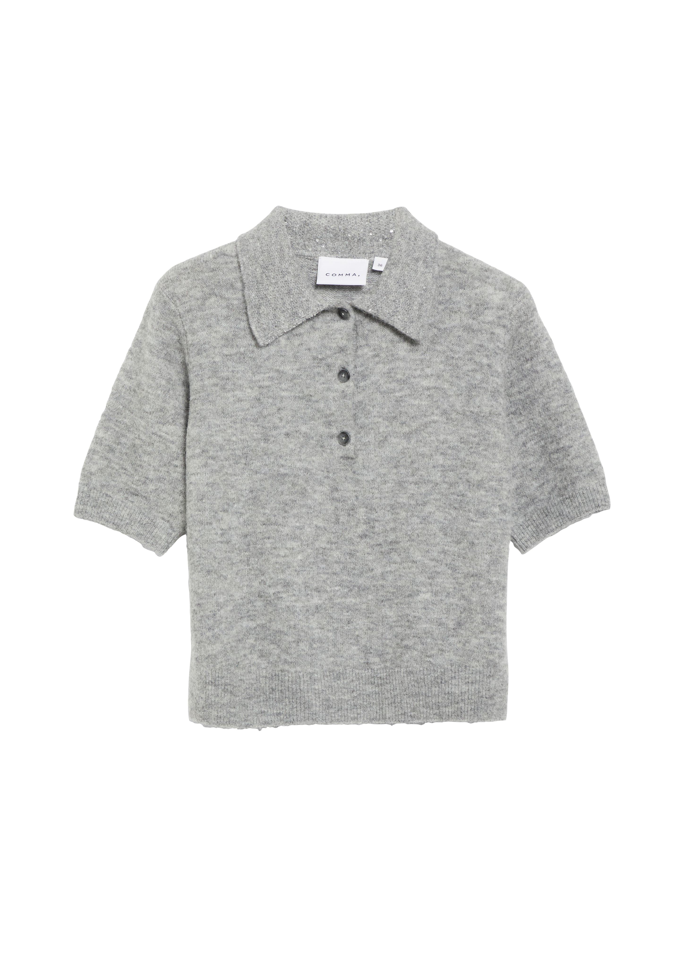 Gebreid poloshirt met kraag van pailletten