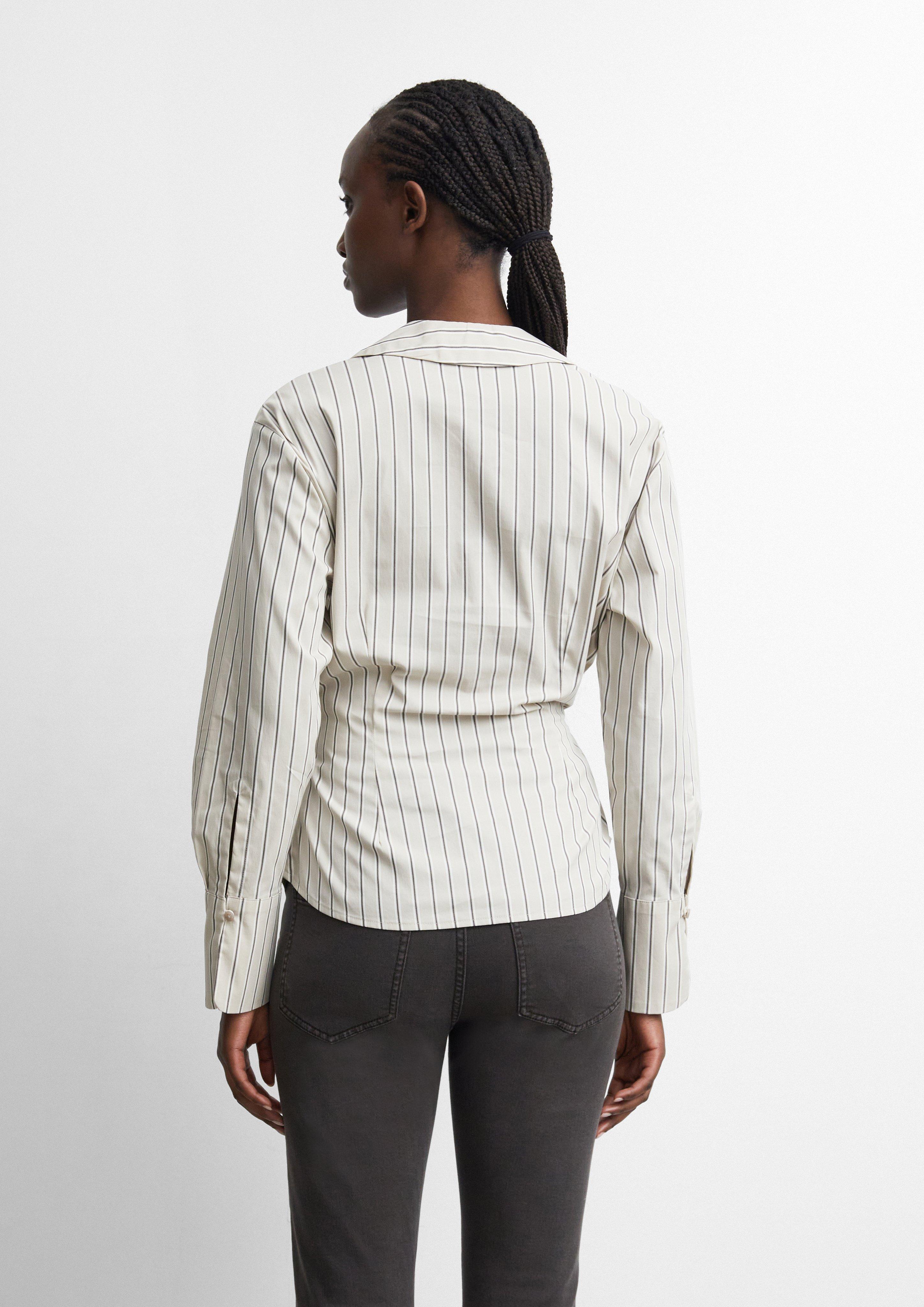 Wrap blouse made of cotton poplin in beige by COMMA