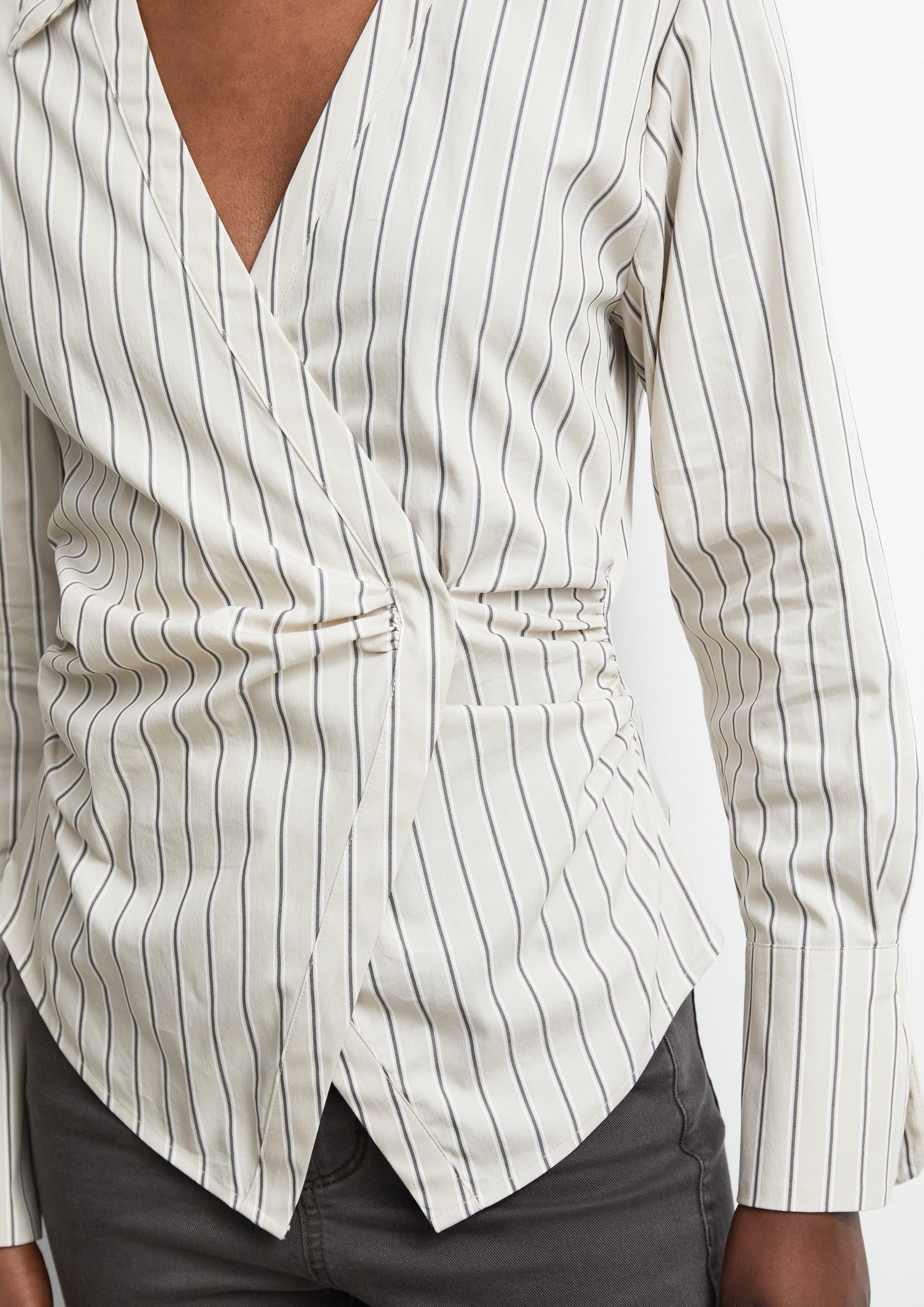 Wrap blouse made of cotton poplin in beige by COMMA